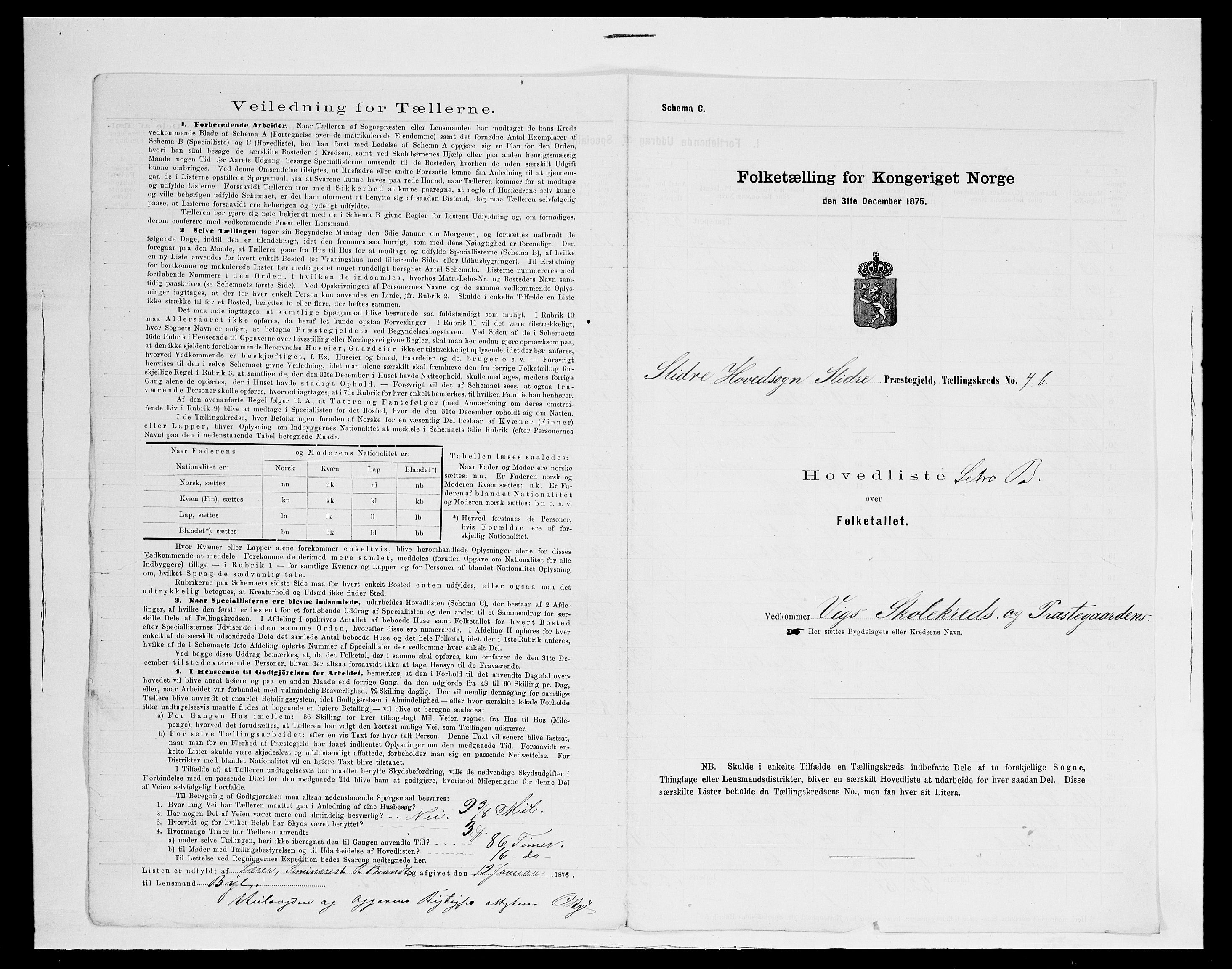 SAH, 1875 census for 0543P Vestre Slidre, 1875, p. 25