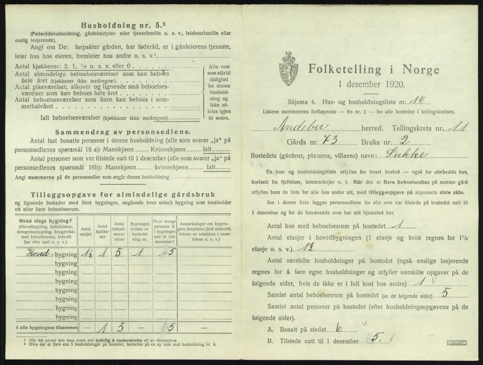 SAKO, 1920 census for Andebu, 1920, p. 617