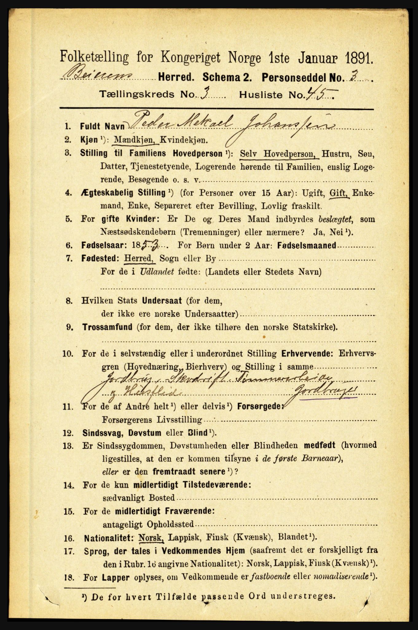 RA, 1891 census for 1839 Beiarn, 1891, p. 1288