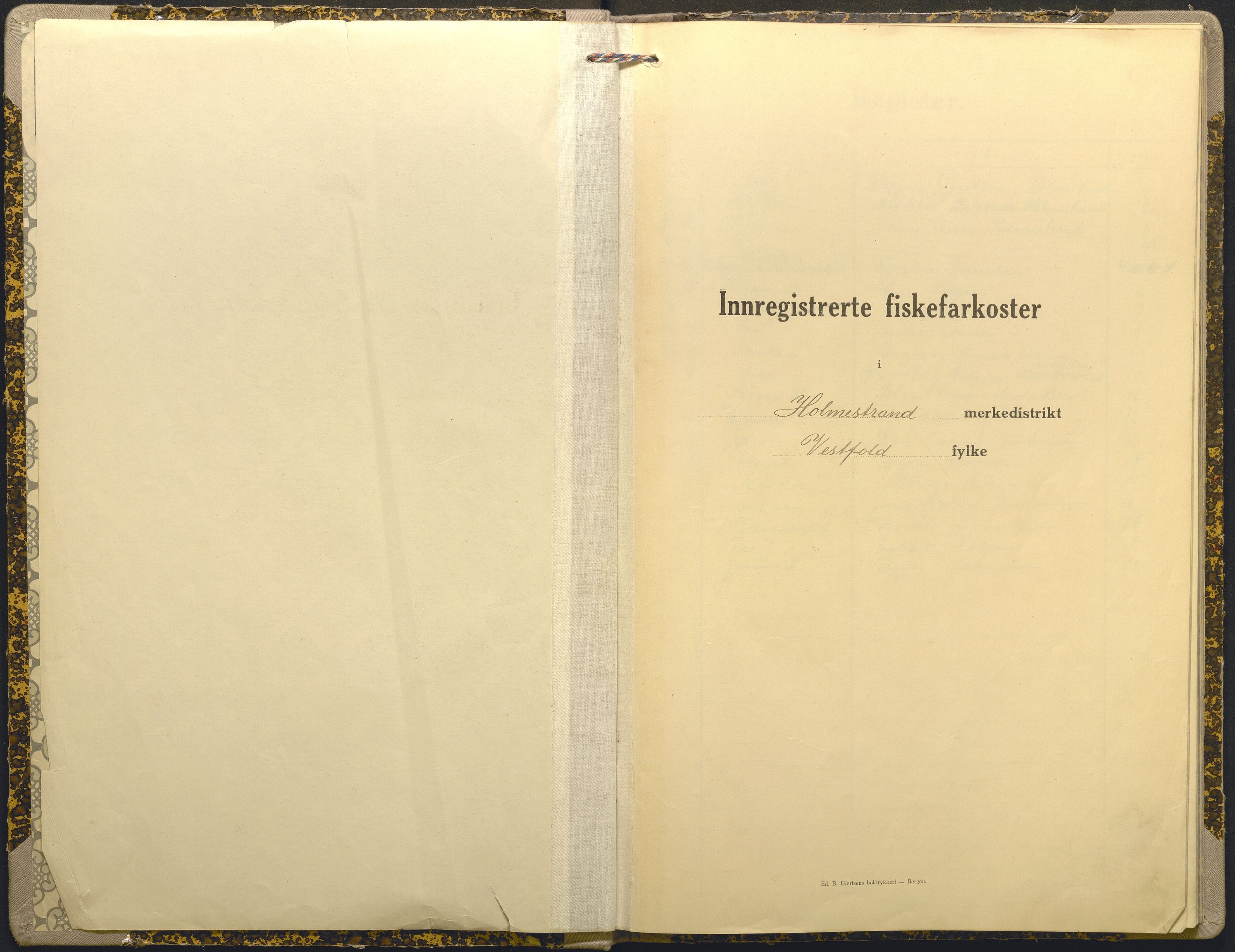 Fiskeridirektoratet - 1 Adm. ledelse - 13 Båtkontoret, AV/SAB-A-2003/I/Ia/Iam/L0005: 135.1303/1 Merkeprotokoll - Holmestrand, 1920-1967
