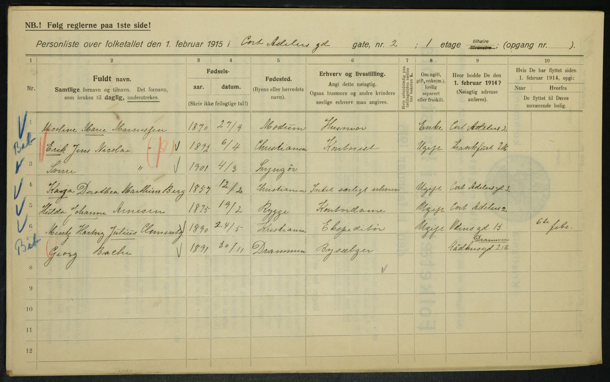 OBA, Municipal Census 1915 for Kristiania, 1915, p. 13621