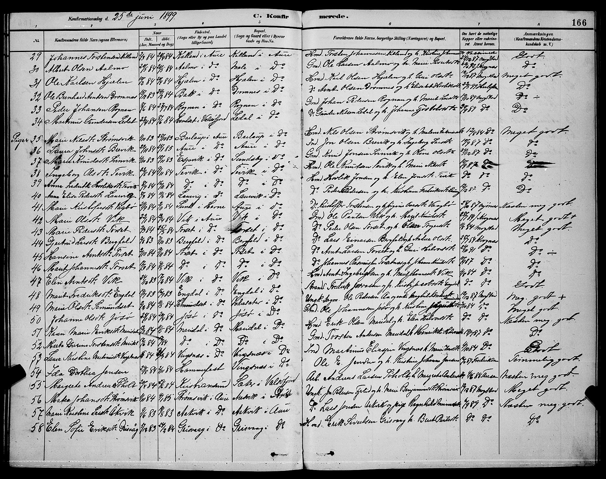 Ministerialprotokoller, klokkerbøker og fødselsregistre - Møre og Romsdal, SAT/A-1454/578/L0909: Parish register (copy) no. 578C02, 1882-1900, p. 166