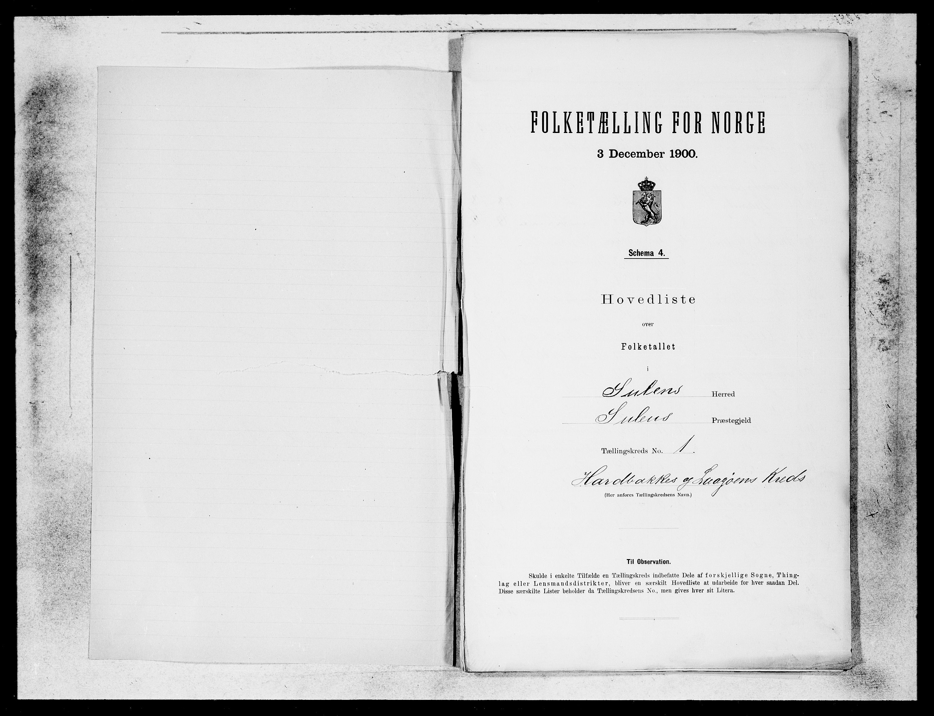 SAB, 1900 census for Solund, 1900, p. 1