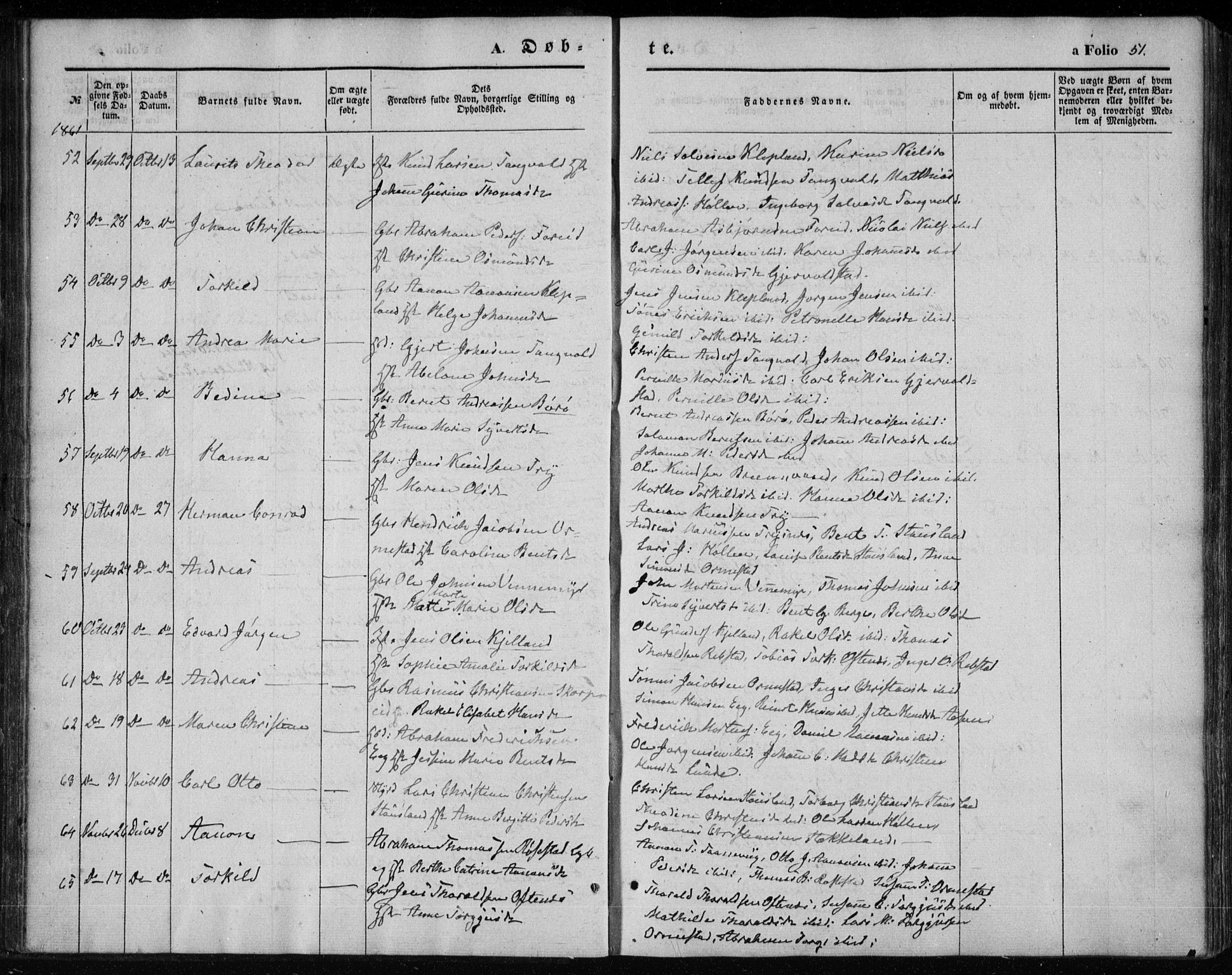 Søgne sokneprestkontor, SAK/1111-0037/F/Fa/Fab/L0010: Parish register (official) no. A 10, 1853-1869, p. 51