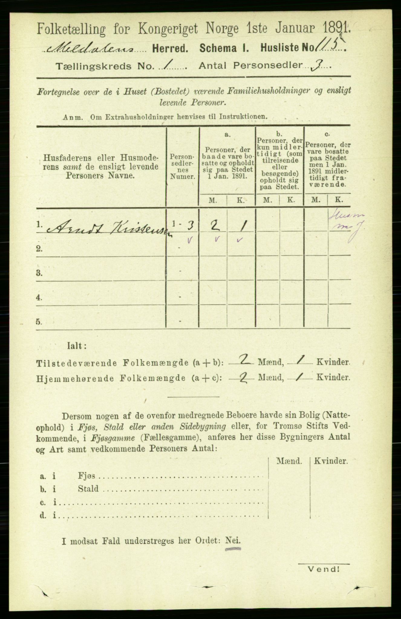 RA, 1891 census for 1636 Meldal, 1891, p. 144