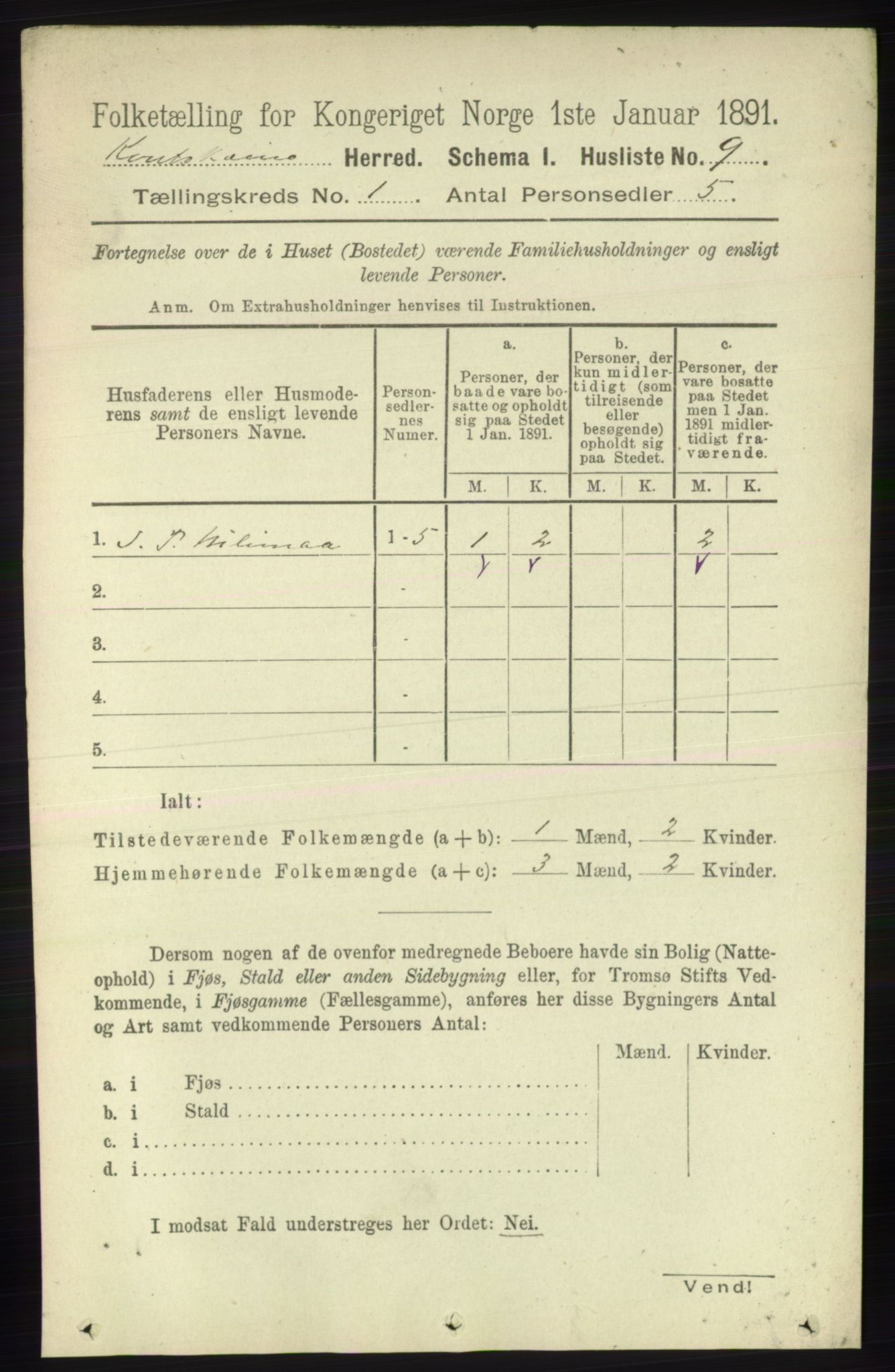 RA, 1891 census for 2011 Kautokeino, 1891, p. 22