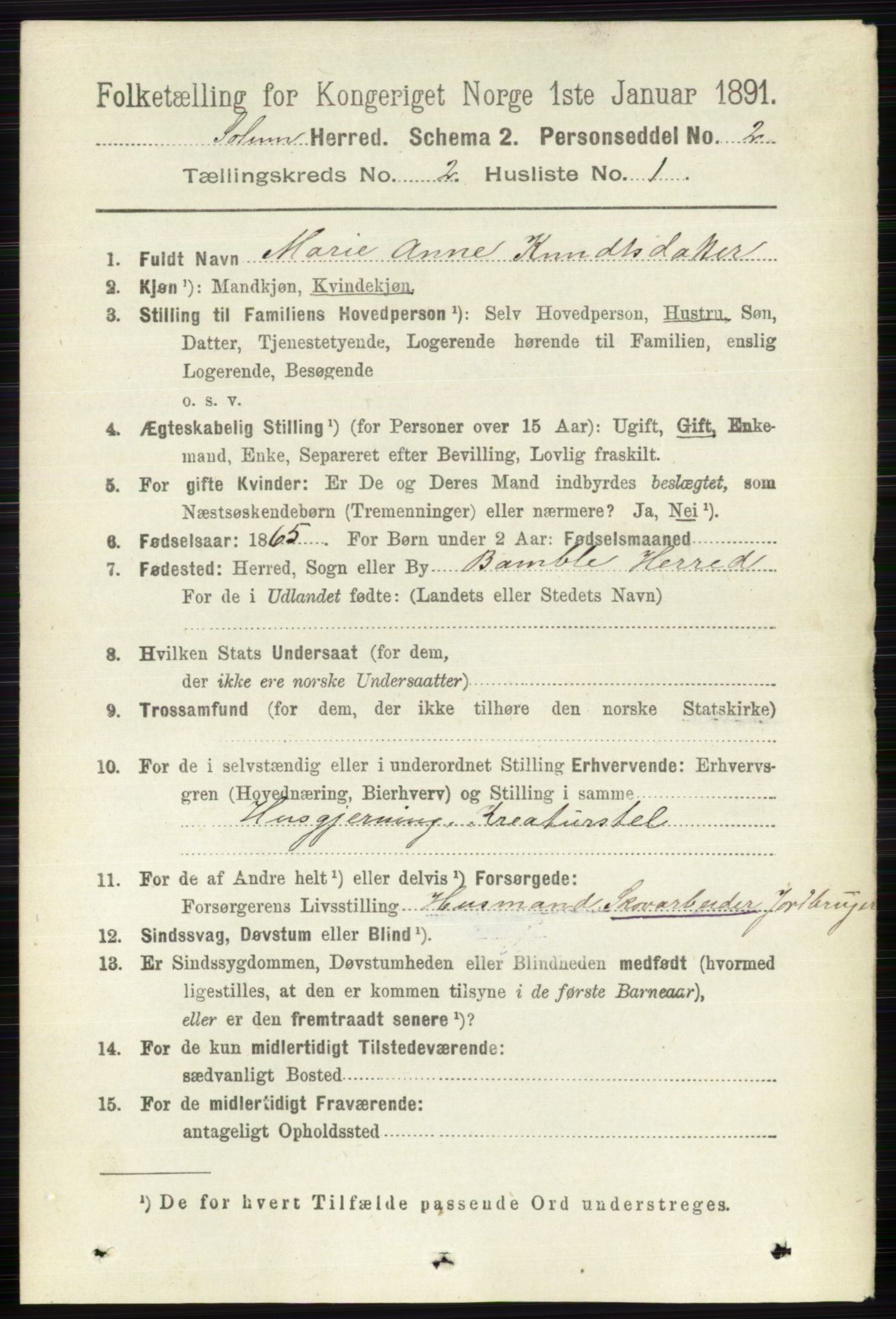 RA, 1891 census for 0818 Solum, 1891, p. 118