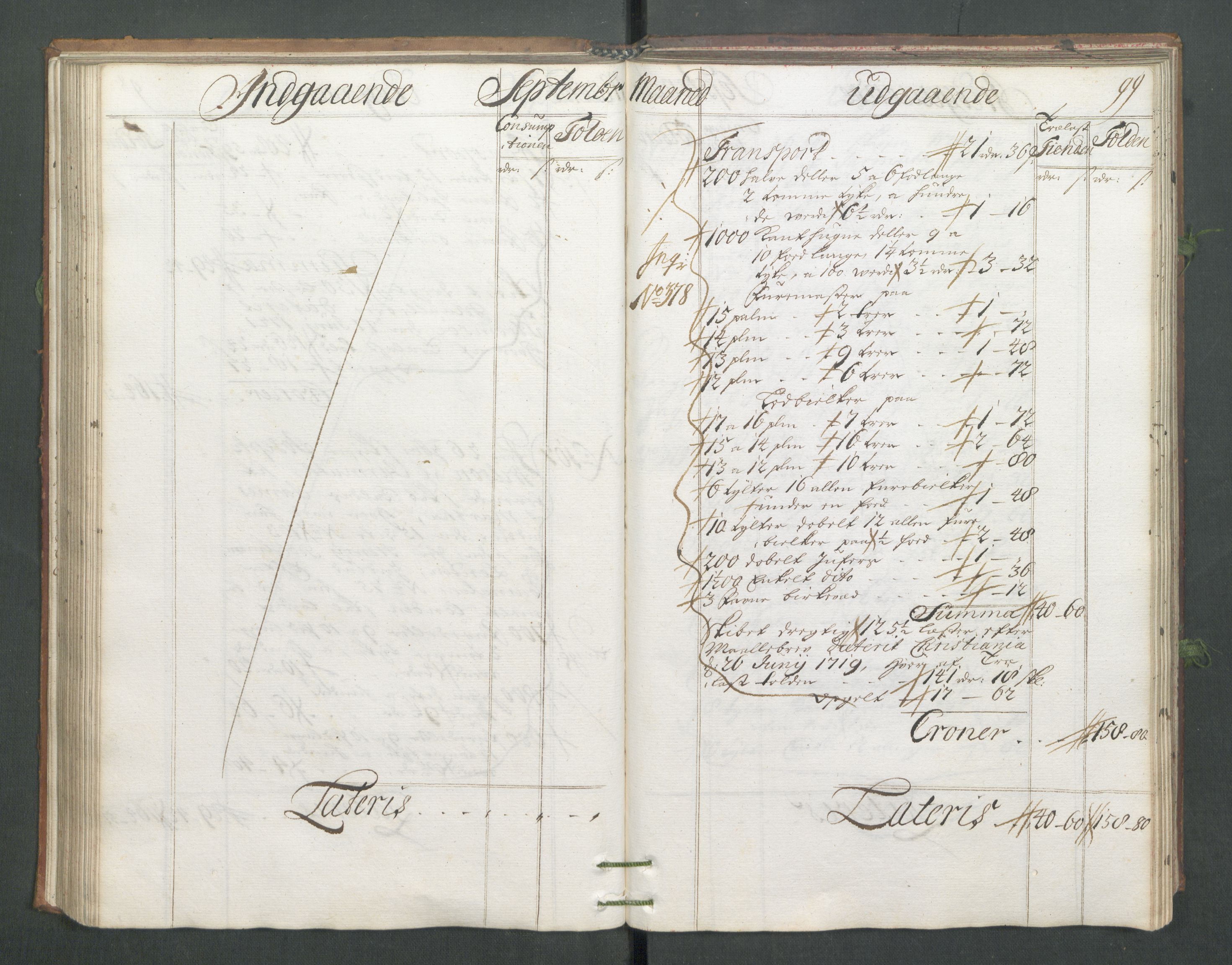 Generaltollkammeret, tollregnskaper, AV/RA-EA-5490/R02/L0006/0001: Tollregnskaper Fredrikstad / Hovedtollbok, 1731, p. 99