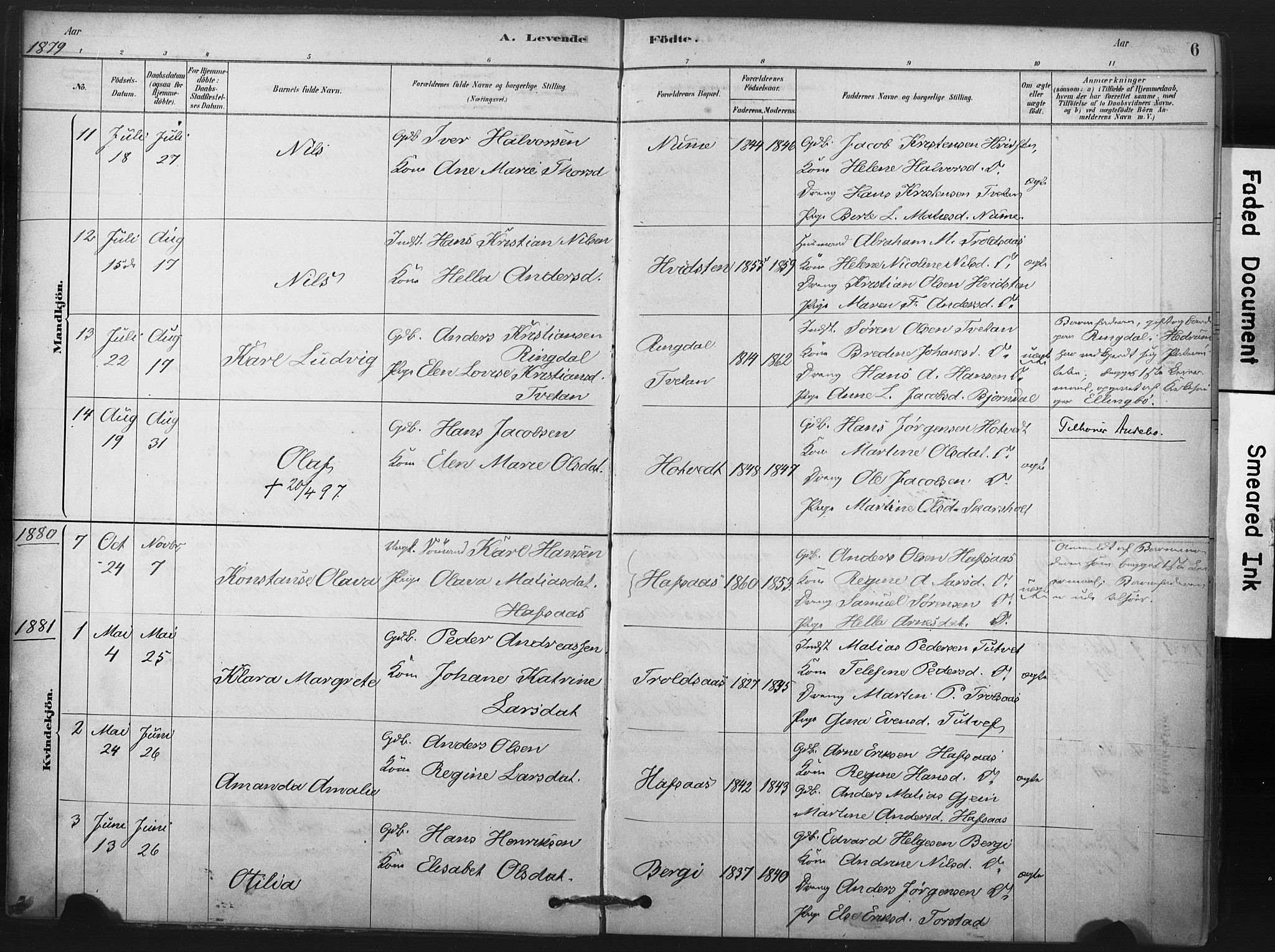 Andebu kirkebøker, AV/SAKO-A-336/F/Fa/L0008: Parish register (official) no. 8, 1878-1902, p. 6