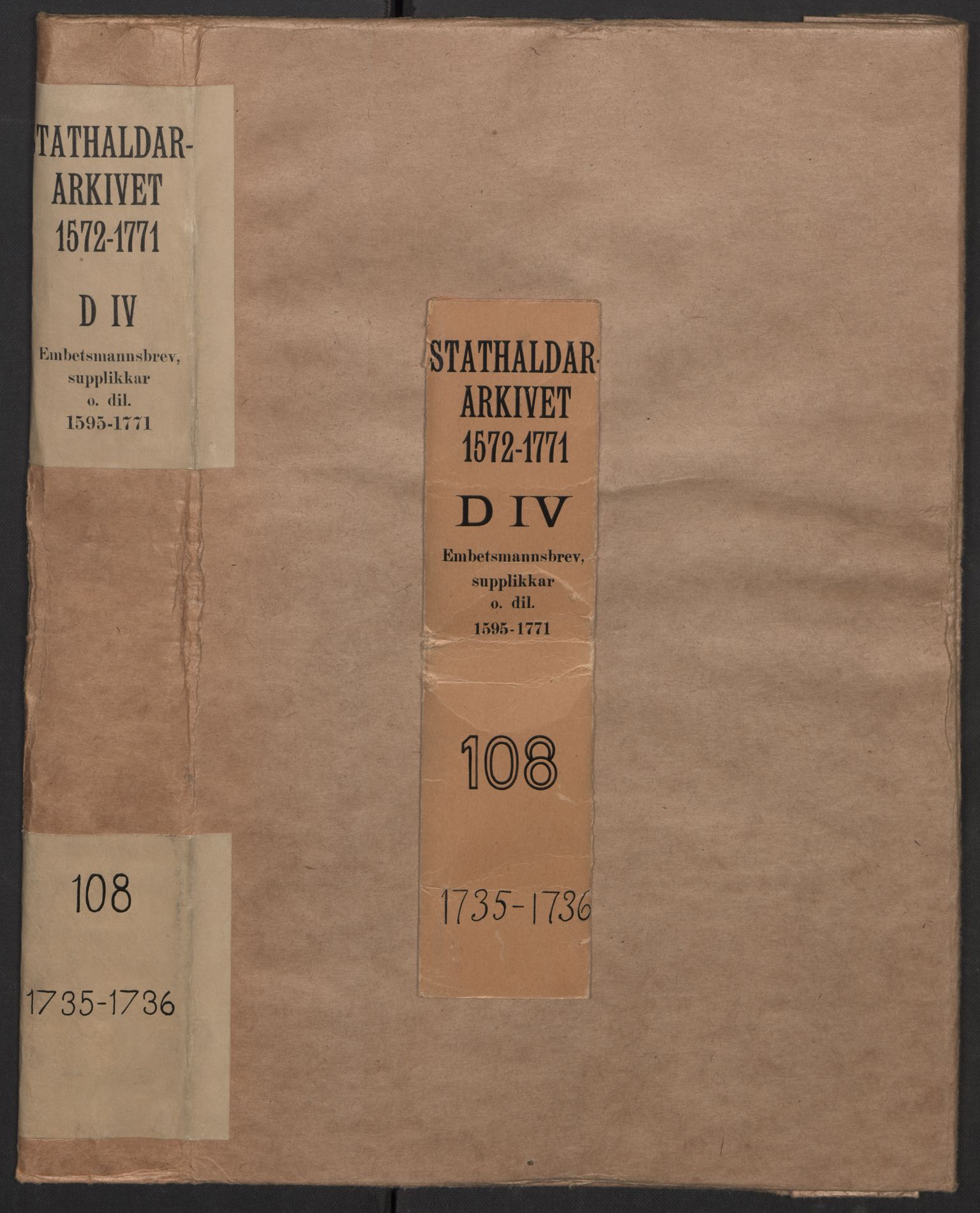 Stattholderembetet 1572-1771, AV/RA-EA-2870/Ef/L0108: Brev fra embetsmenn og andre, 1735-1736, p. 1