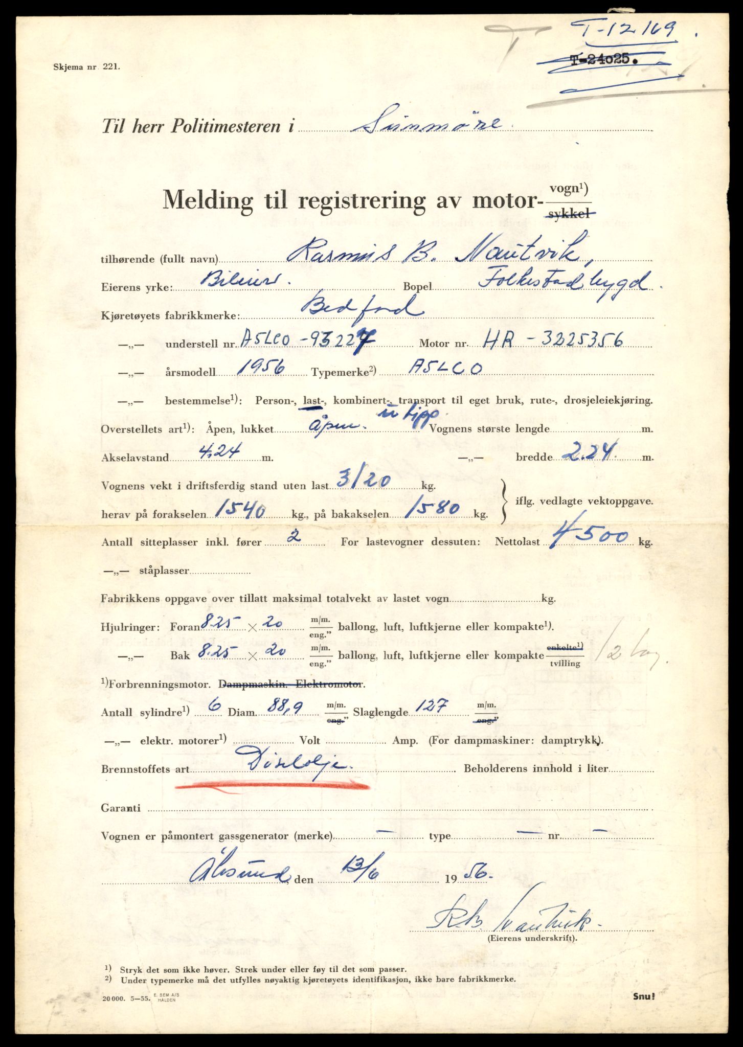 Møre og Romsdal vegkontor - Ålesund trafikkstasjon, AV/SAT-A-4099/F/Fe/L0033: Registreringskort for kjøretøy T 12151 - T 12474, 1927-1998, p. 487