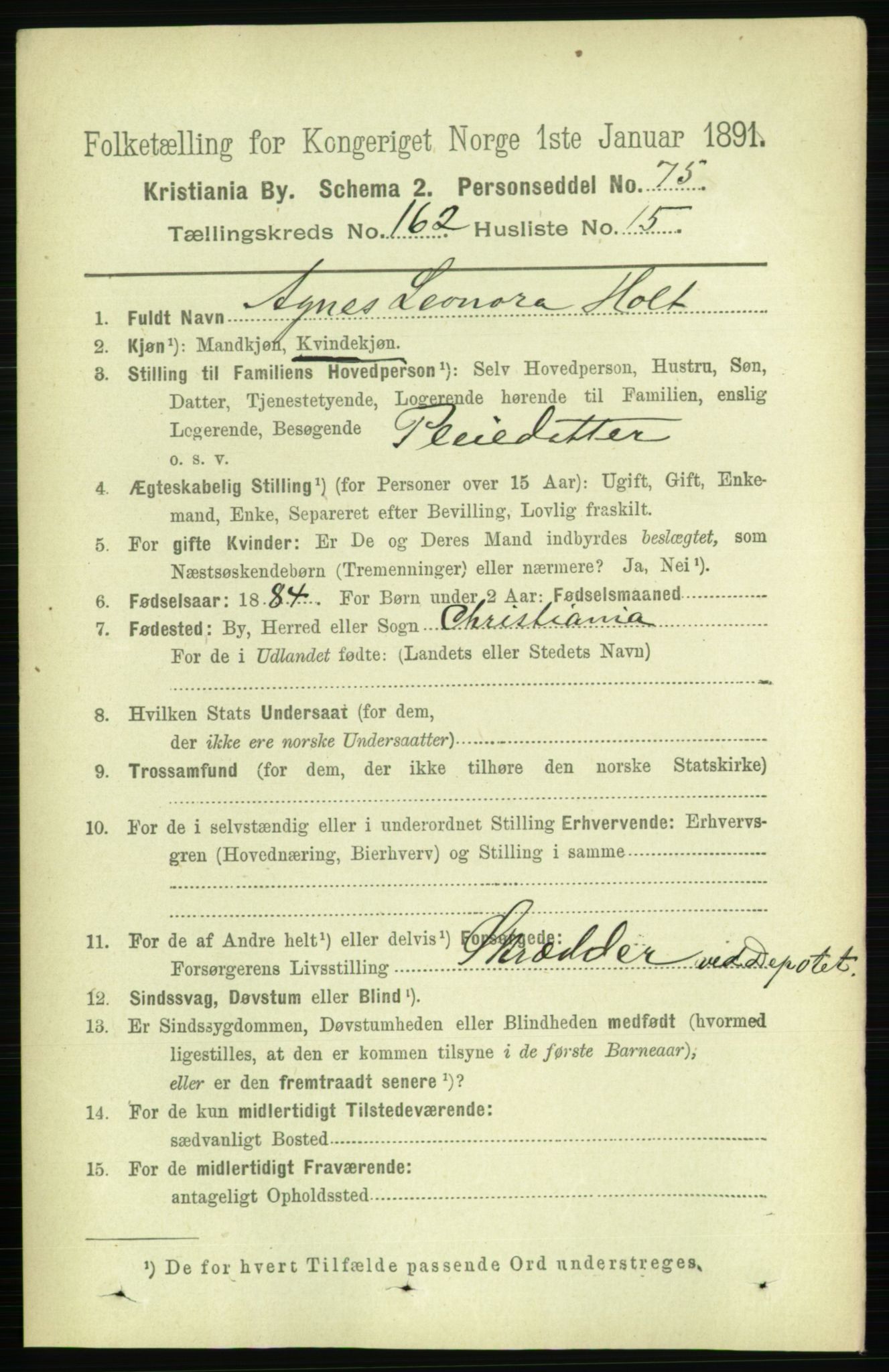 RA, 1891 census for 0301 Kristiania, 1891, p. 93357