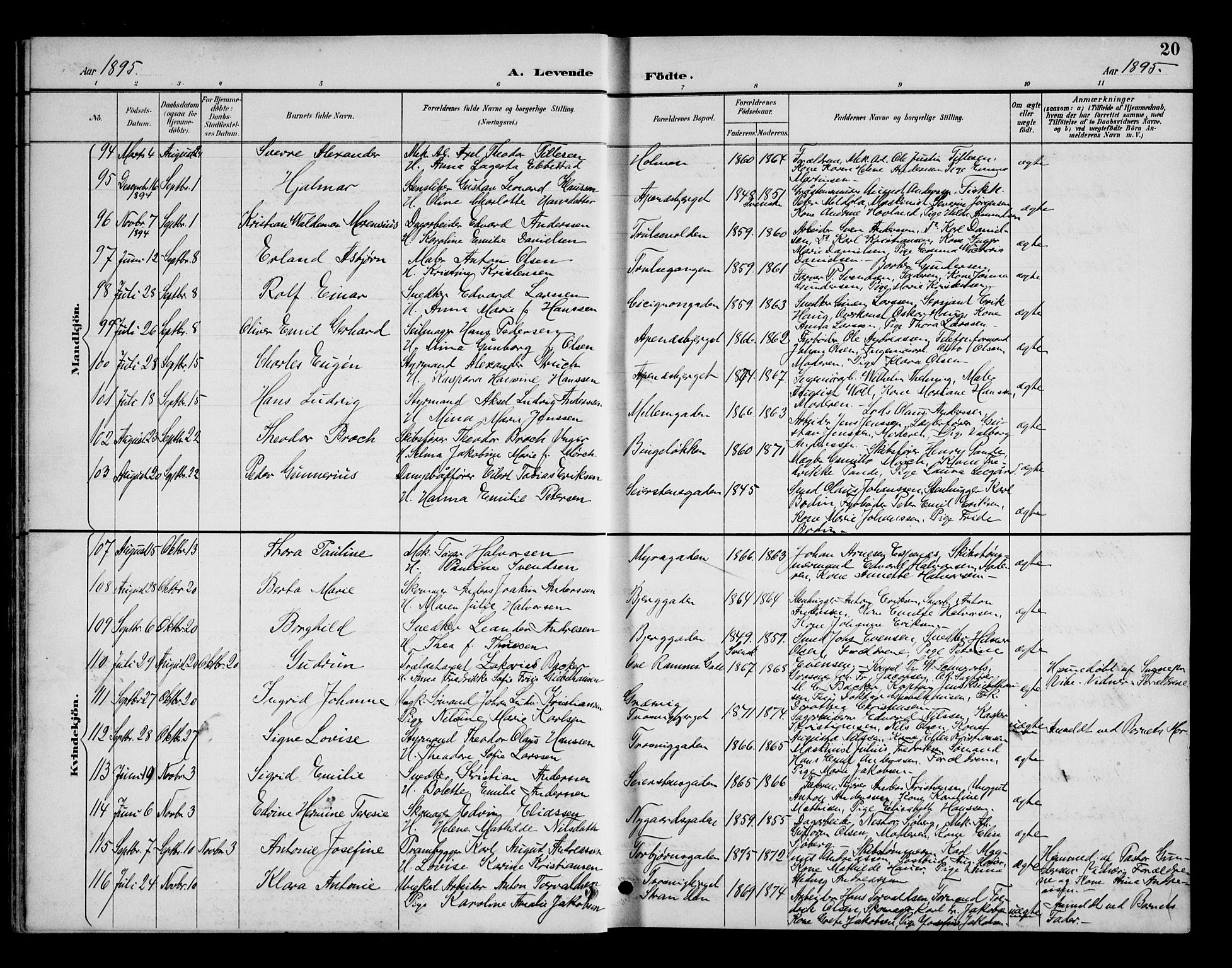 Fredrikstad domkirkes prestekontor Kirkebøker, AV/SAO-A-10906/G/Ga/L0002: Parish register (copy) no. 2, 1894-1918, p. 20
