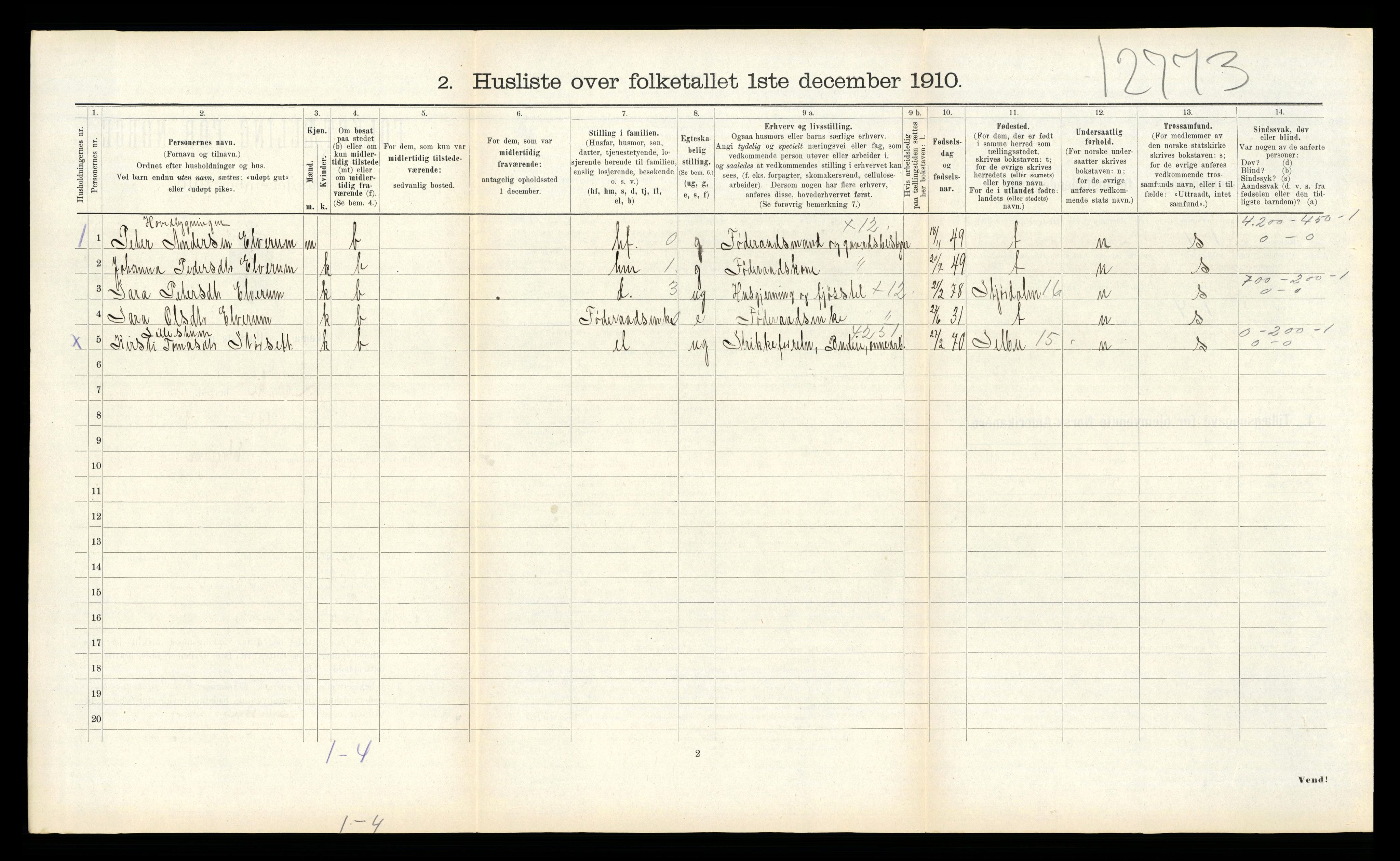 RA, 1910 census for Lånke, 1910, p. 463