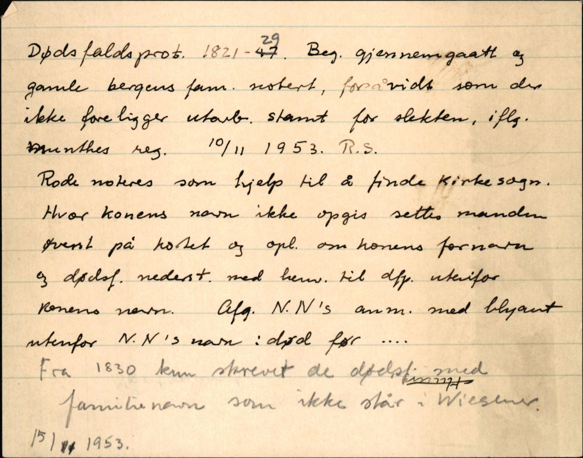 Sollied, Olaf og Thora - samlinger, SAB/SAB/DA-0401/01/L0050: Registerkort skuff 11, dødsfall 1821 - , A - W, p. 1