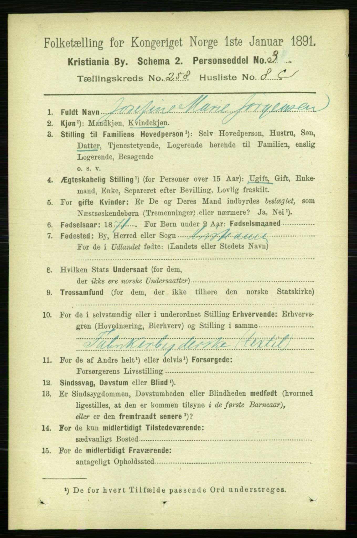 RA, 1891 census for 0301 Kristiania, 1891, p. 157245