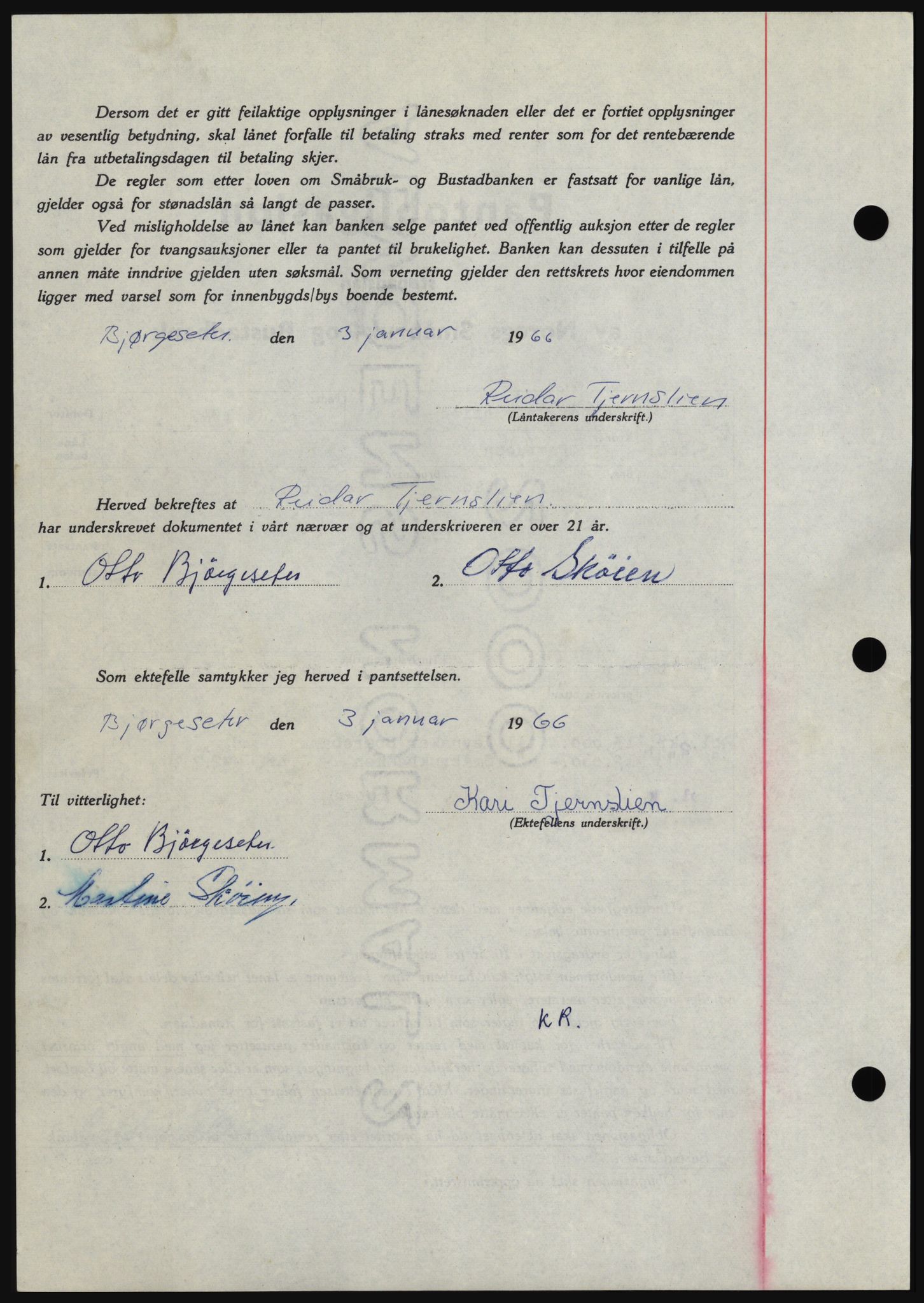 Hadeland og Land tingrett, SAH/TING-010/H/Hb/Hbc/L0061: Mortgage book no. B61, 1965-1966, Diary no: : 46/1966