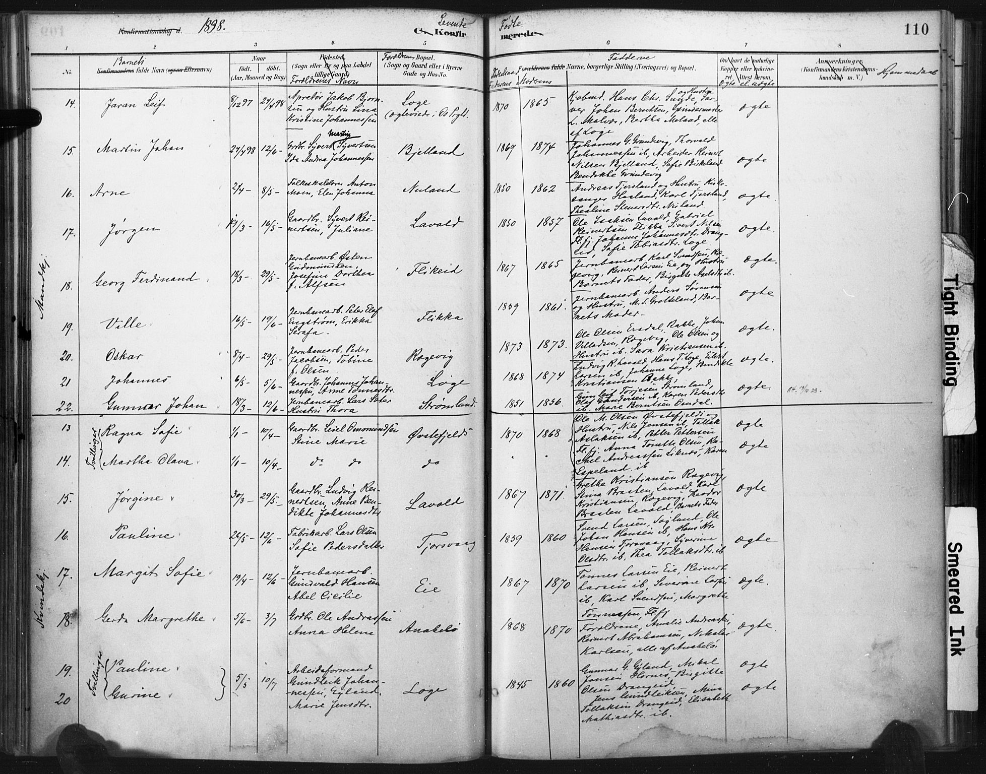 Flekkefjord sokneprestkontor, AV/SAK-1111-0012/F/Fa/Fac/L0008: Parish register (official) no. A 8, 1885-1898, p. 110
