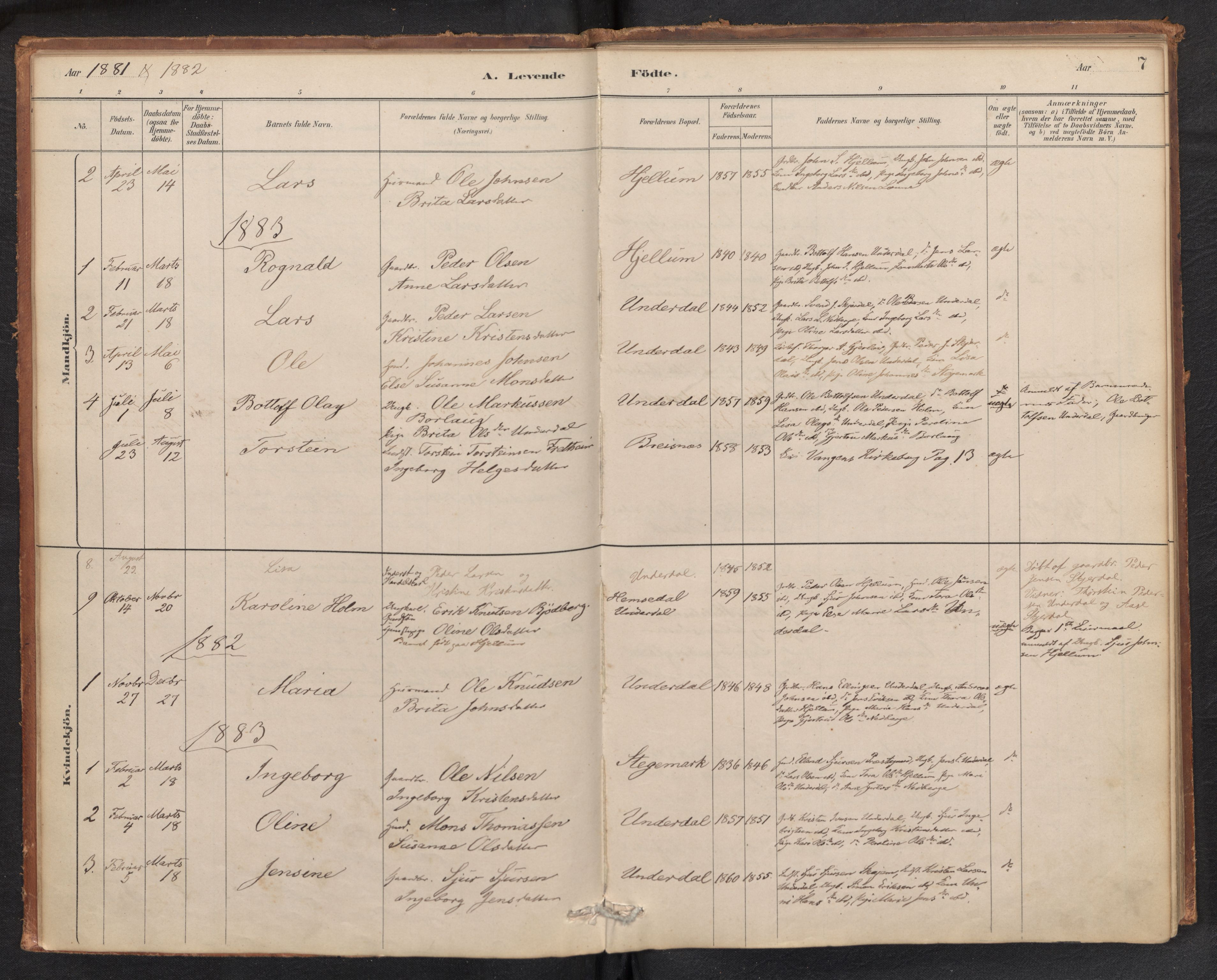 Aurland sokneprestembete, SAB/A-99937/H/Ha/Hae/L0001: Parish register (official) no. E 1, 1880-1907, p. 6b-7a