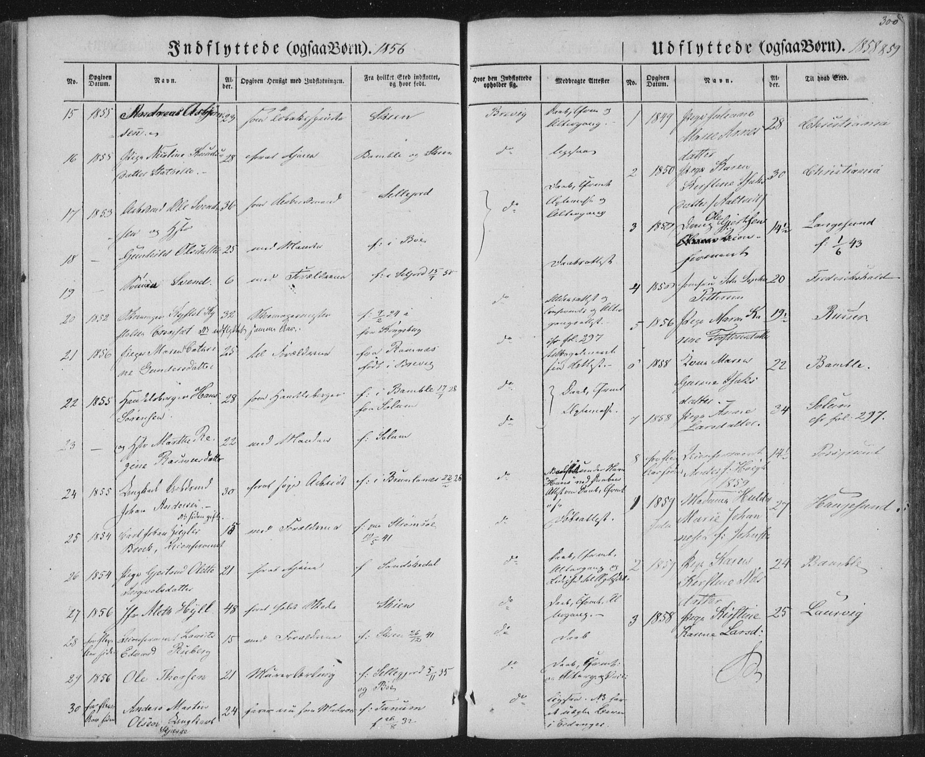 Brevik kirkebøker, AV/SAKO-A-255/F/Fa/L0005: Parish register (official) no. 5, 1847-1865, p. 300