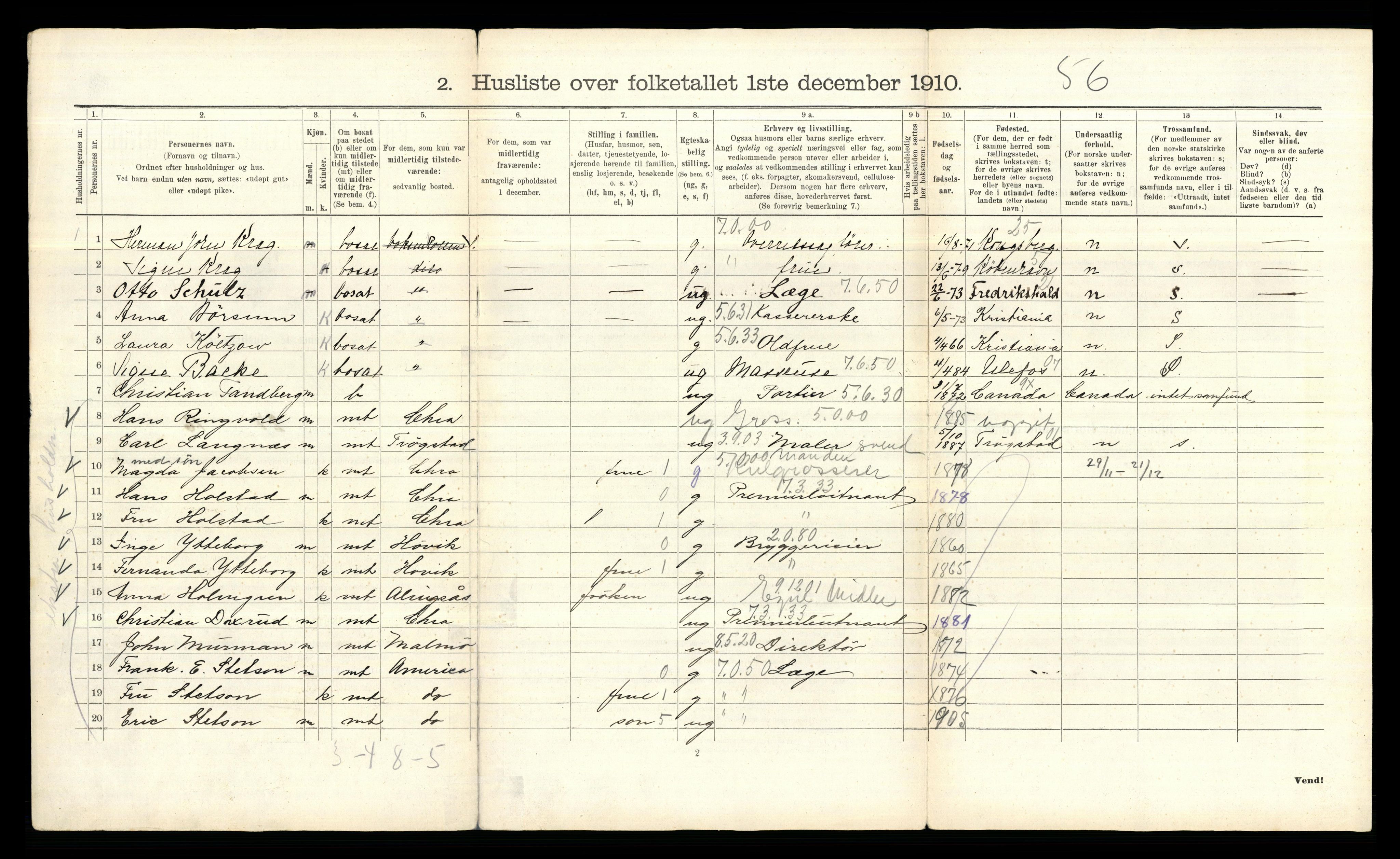 RA, 1910 census for Aker, 1910, p. 1472