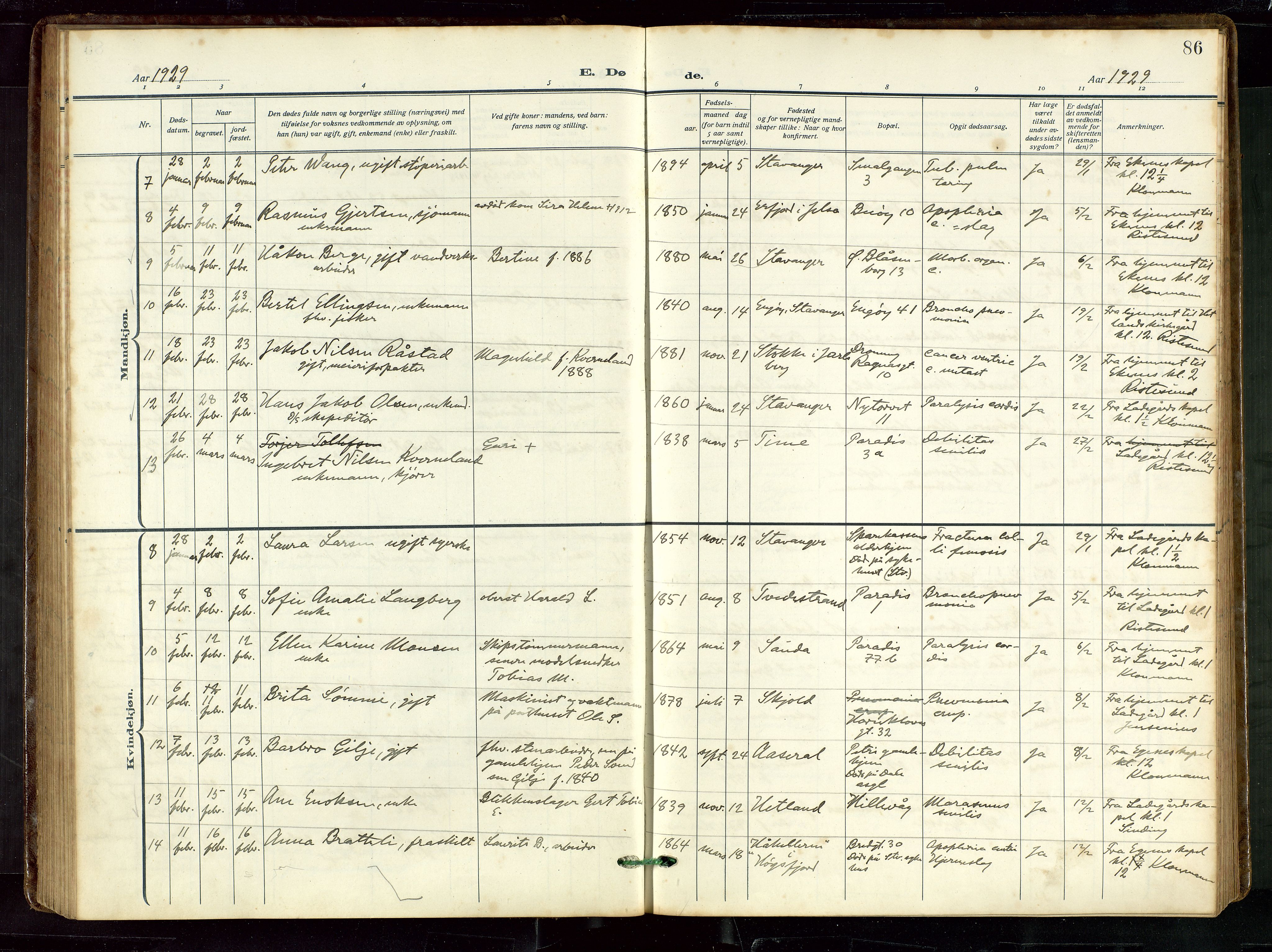 St. Petri sokneprestkontor, AV/SAST-A-101813/002/D/L0003: Parish register (official) no. A 28, 1919-1938, p. 86