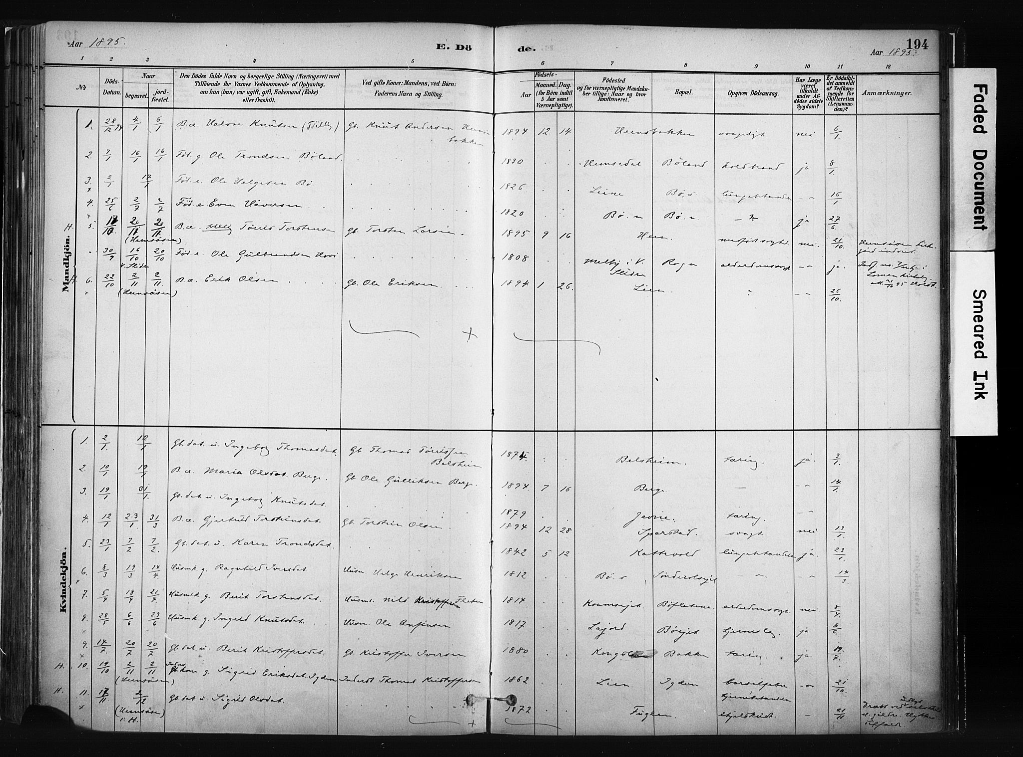 Vang prestekontor, Valdres, SAH/PREST-140/H/Ha/L0008: Parish register (official) no. 8, 1882-1910, p. 194
