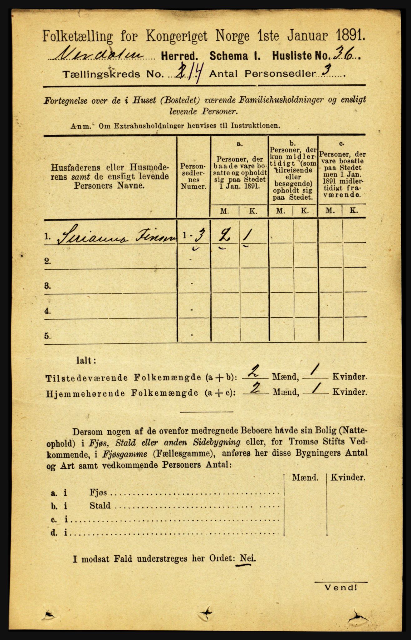 RA, 1891 census for 1721 Verdal, 1891, p. 7359