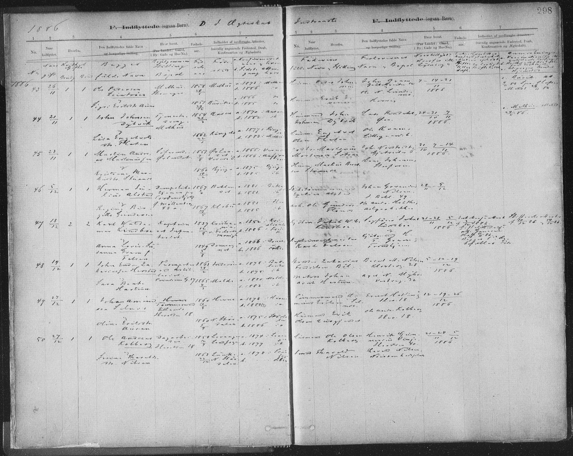 Ministerialprotokoller, klokkerbøker og fødselsregistre - Sør-Trøndelag, SAT/A-1456/603/L0163: Parish register (official) no. 603A02, 1879-1895, p. 298