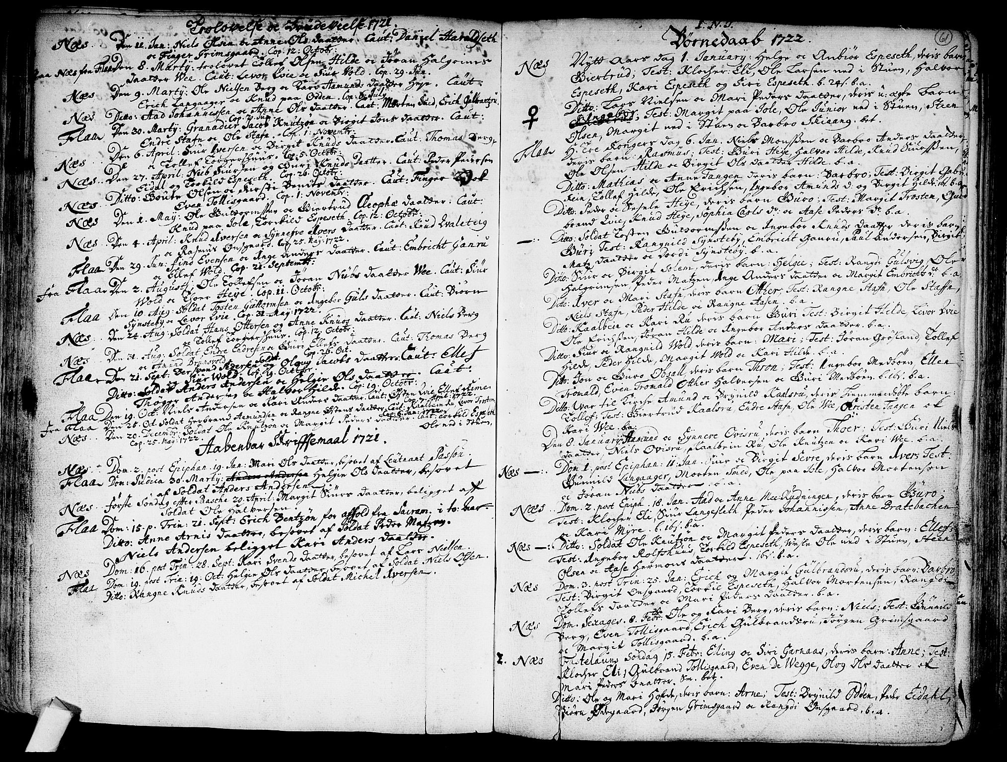 Nes kirkebøker, SAKO/A-236/F/Fa/L0002: Parish register (official) no. 2, 1707-1759, p. 61