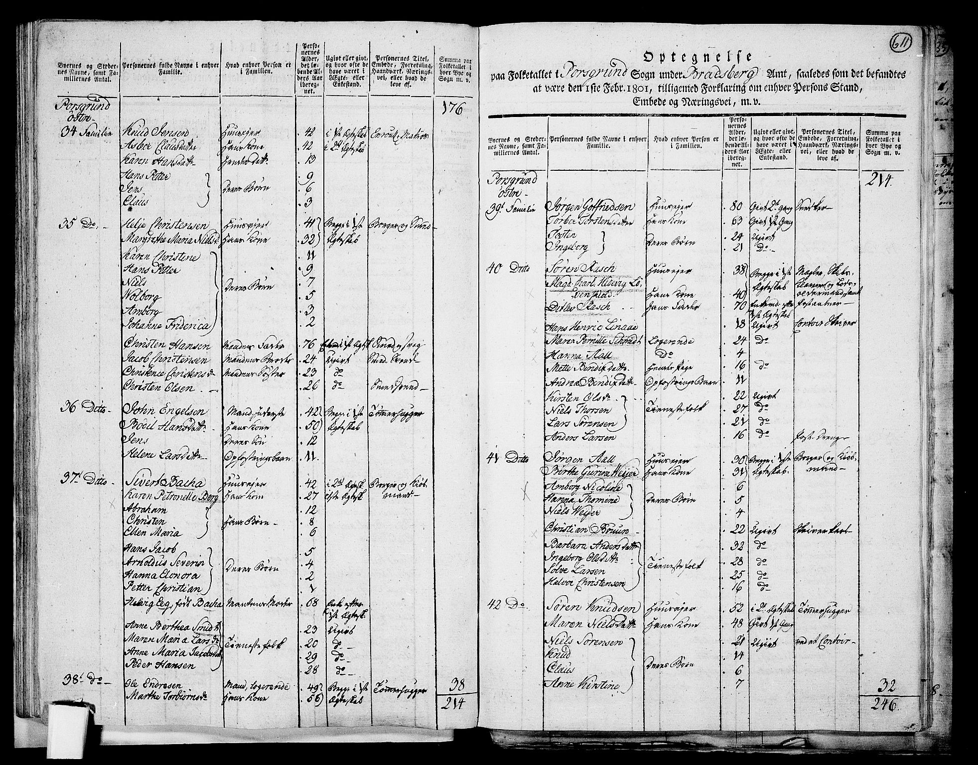 RA, 1801 census for 0805P Porsgrunn, 1801, p. 610b-611a