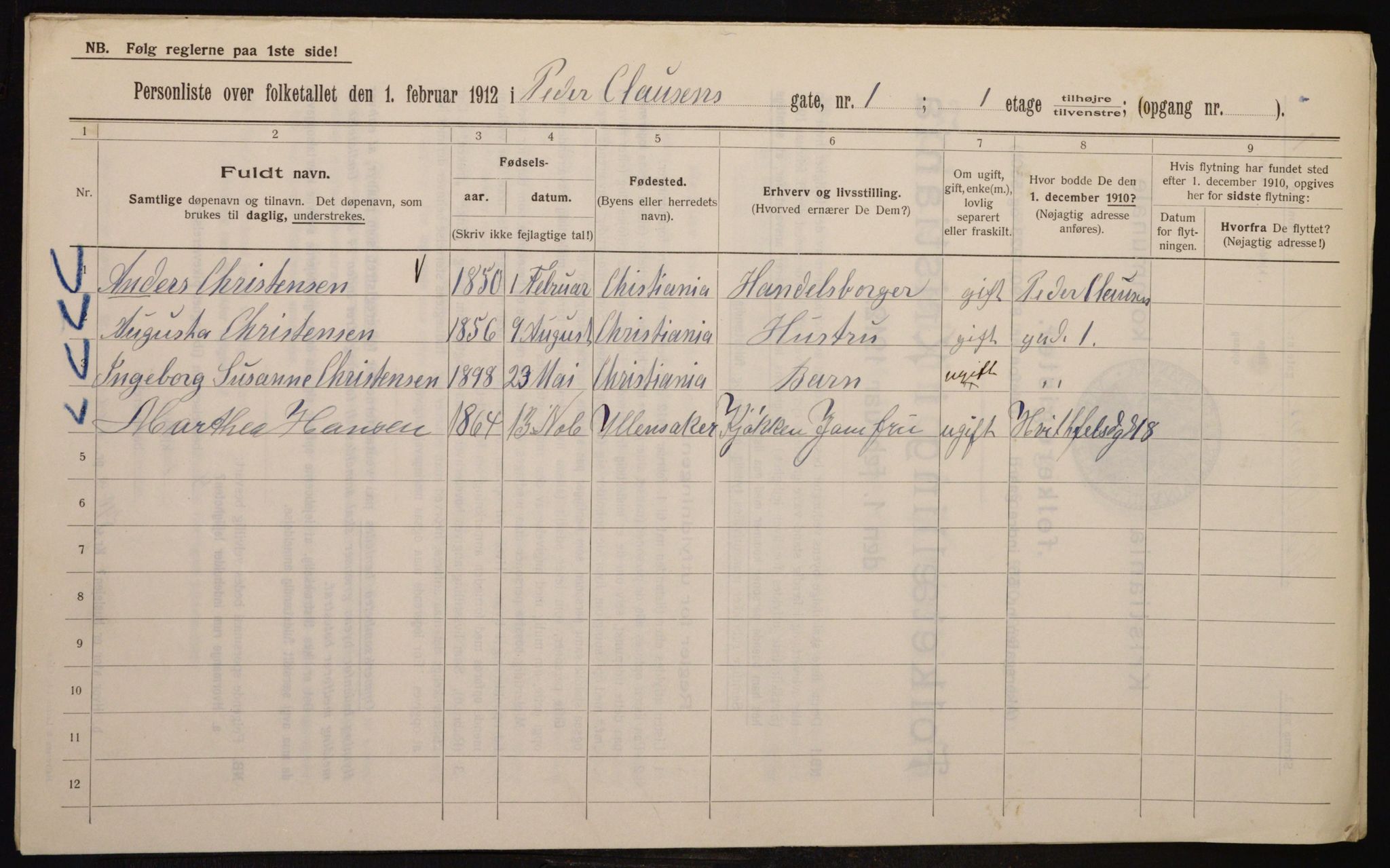 OBA, Municipal Census 1912 for Kristiania, 1912, p. 79345