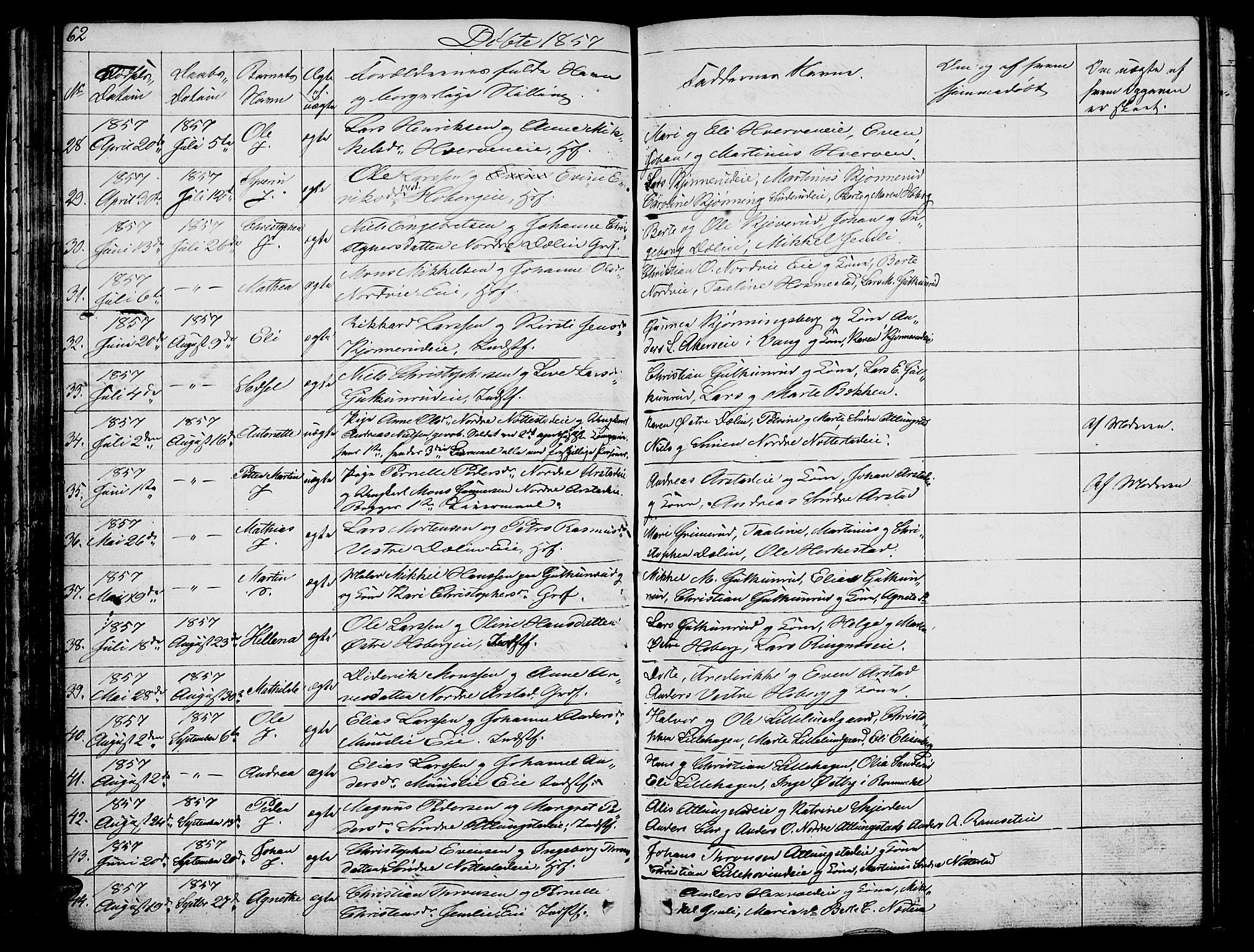 Stange prestekontor, AV/SAH-PREST-002/L/L0002: Parish register (copy) no. 2, 1838-1879, p. 62