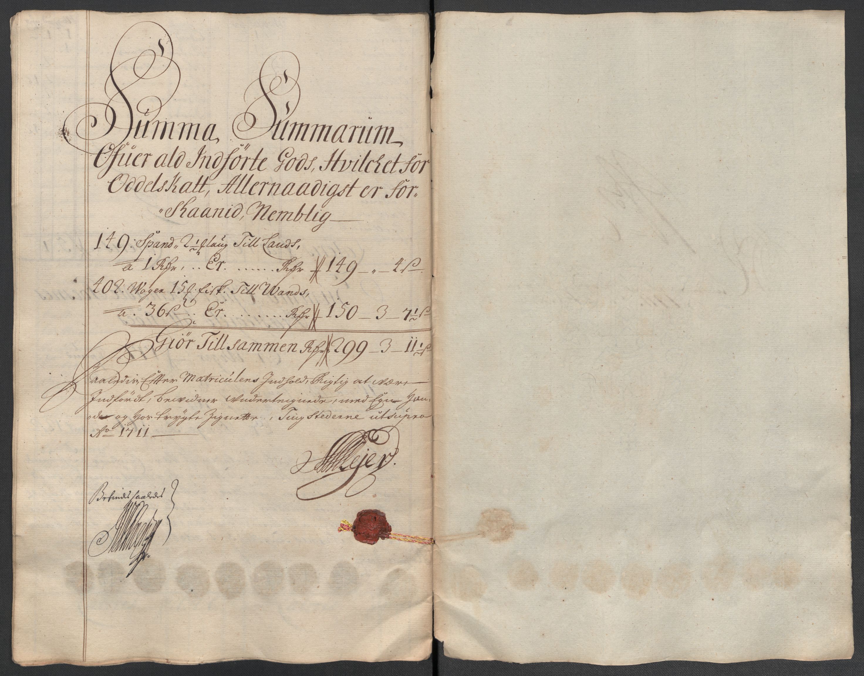 Rentekammeret inntil 1814, Reviderte regnskaper, Fogderegnskap, AV/RA-EA-4092/R64/L4432: Fogderegnskap Namdal, 1711, p. 227