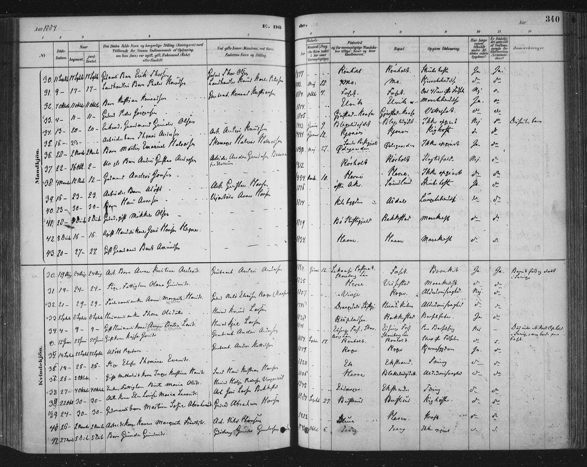 Bamble kirkebøker, SAKO/A-253/F/Fa/L0007: Parish register (official) no. I 7, 1878-1888, p. 340
