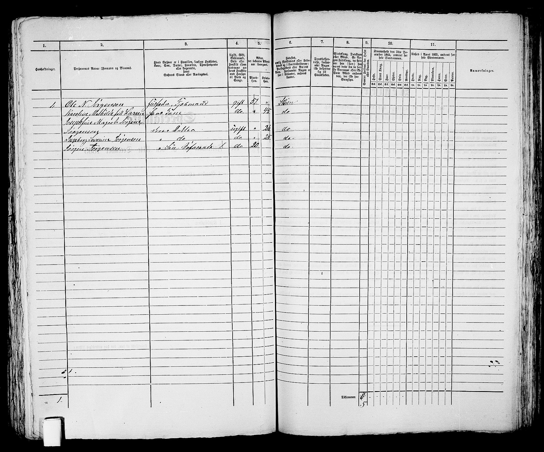 RA, 1865 census for Skien, 1865, p. 737