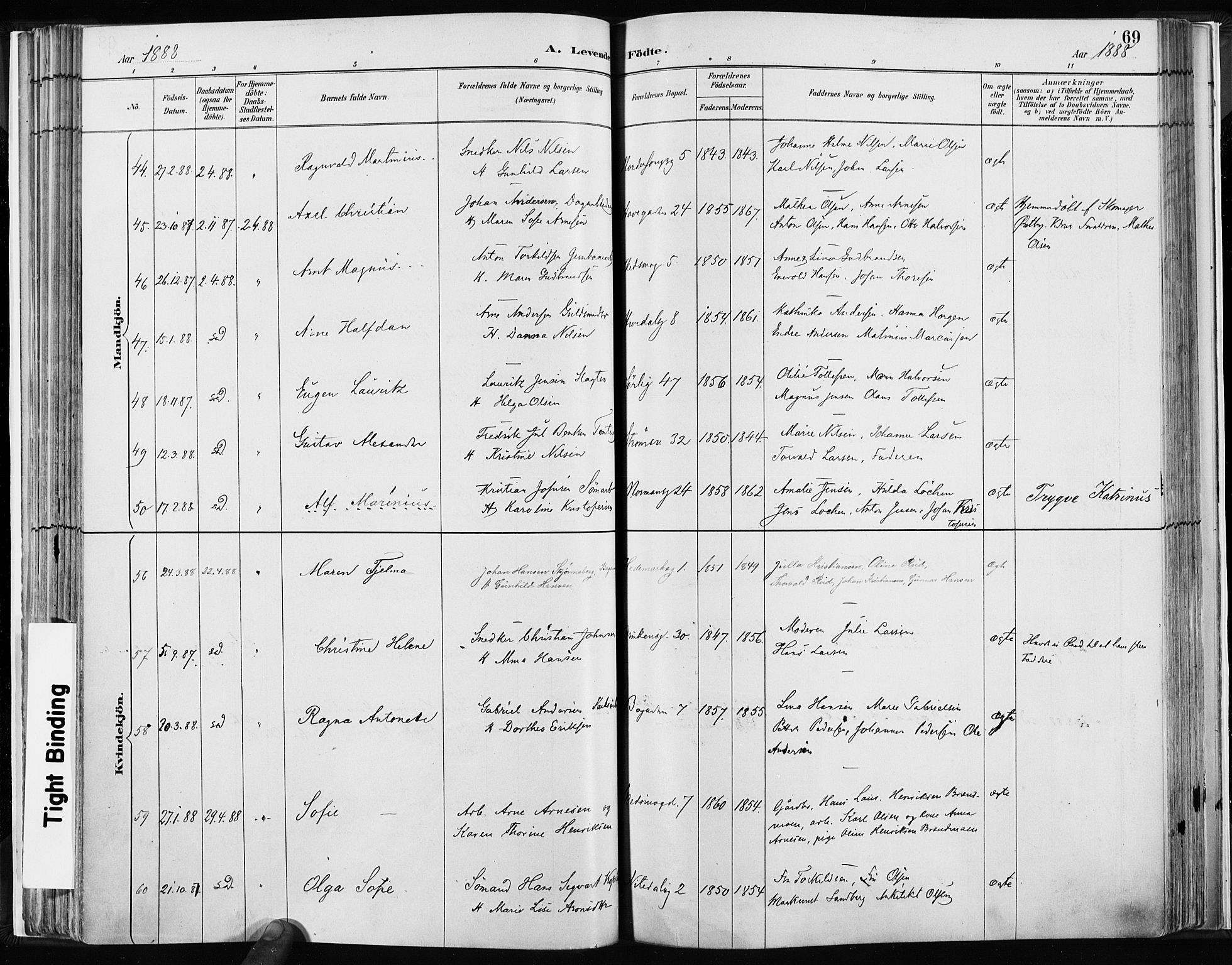 Kampen prestekontor Kirkebøker, AV/SAO-A-10853/F/Fa/L0003: Parish register (official) no. I 3, 1886-1892, p. 69