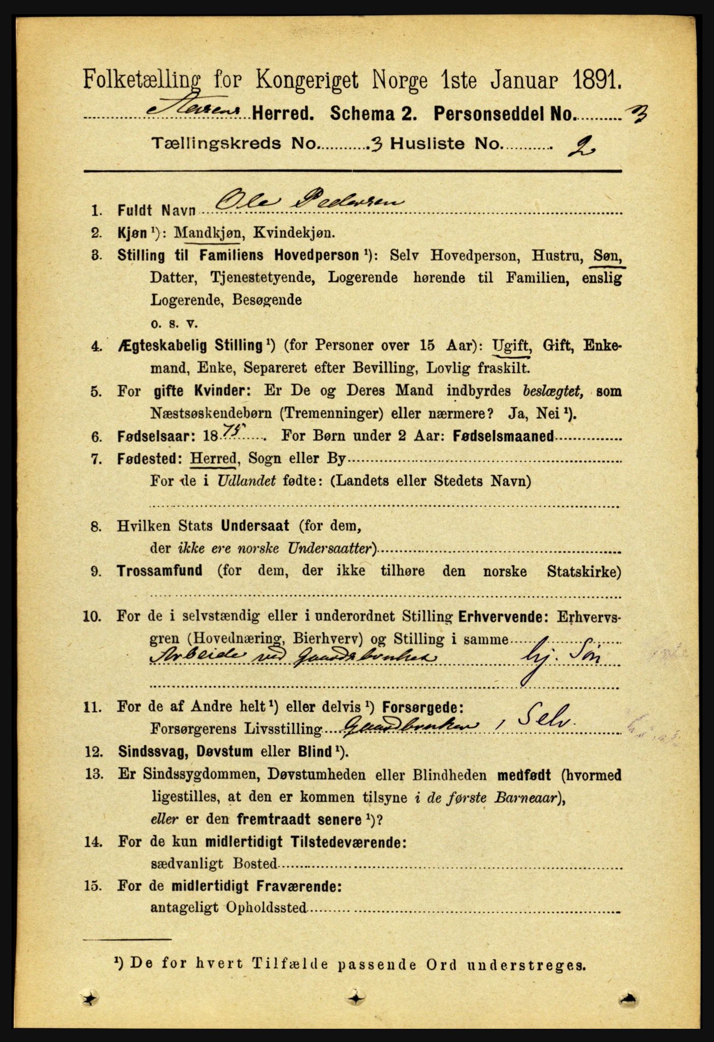 RA, 1891 census for 1716 Åsen, 1891, p. 913