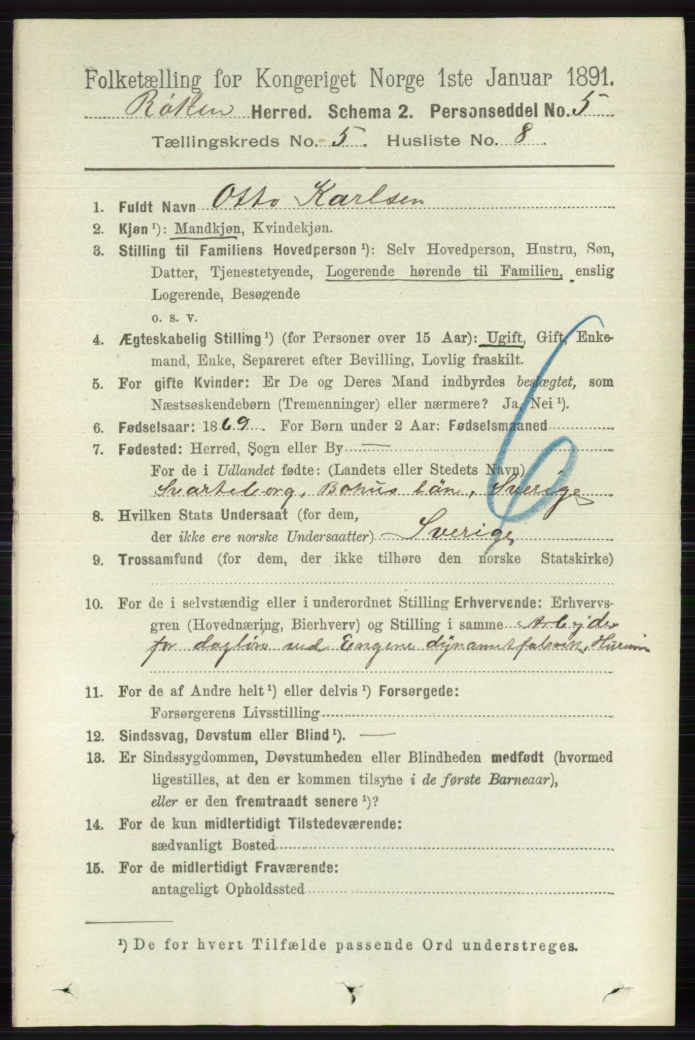RA, 1891 census for 0627 Røyken, 1891, p. 2924