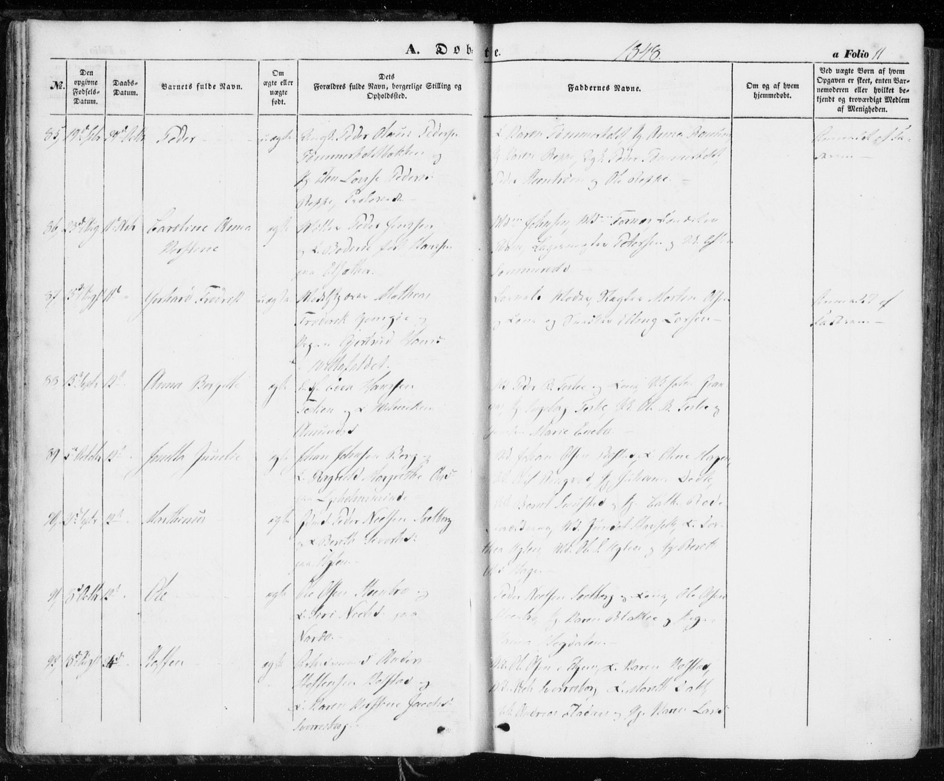 Ministerialprotokoller, klokkerbøker og fødselsregistre - Sør-Trøndelag, AV/SAT-A-1456/606/L0291: Parish register (official) no. 606A06, 1848-1856, p. 11