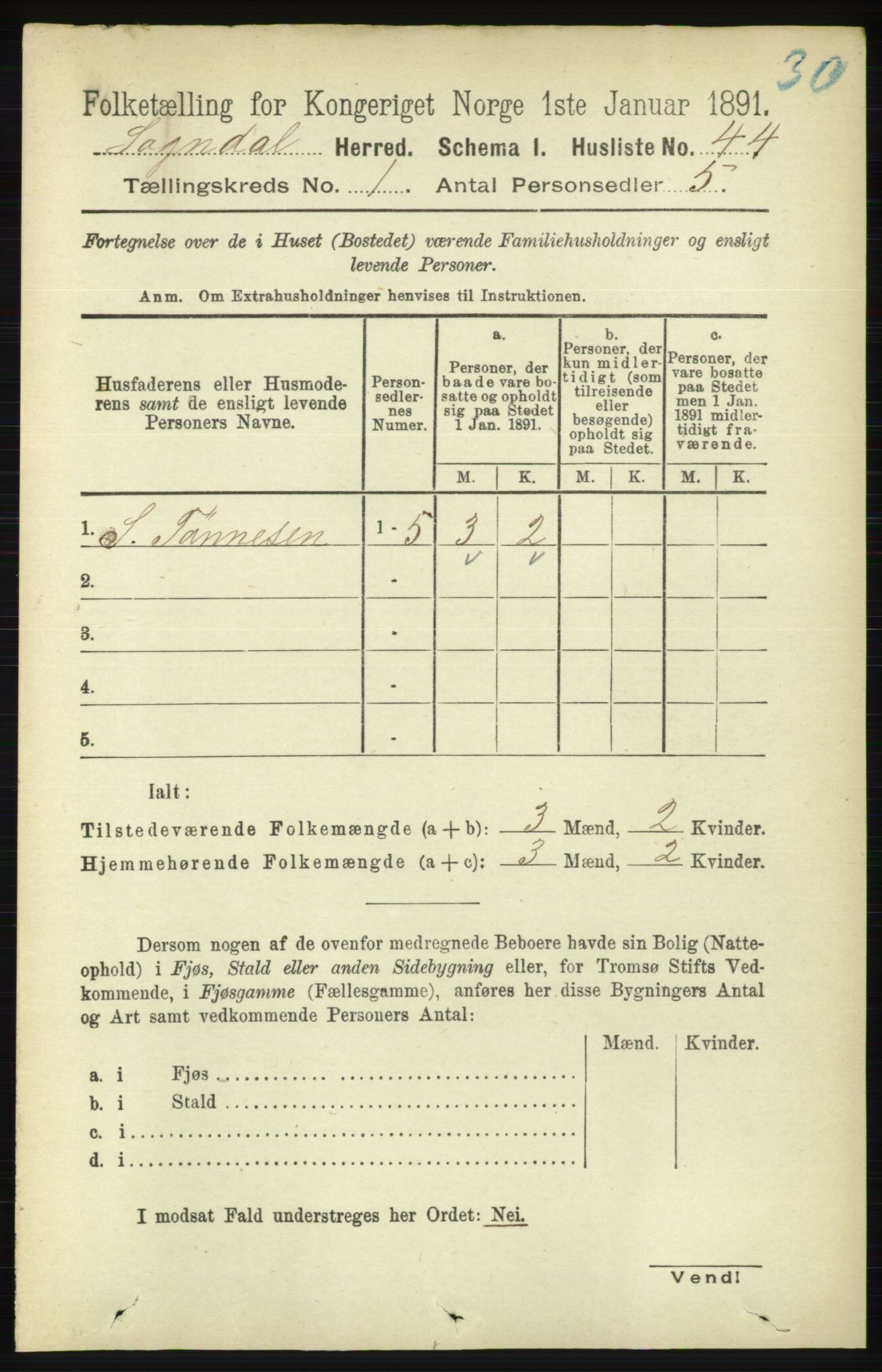 RA, 1891 census for 1111 Sokndal, 1891, p. 70