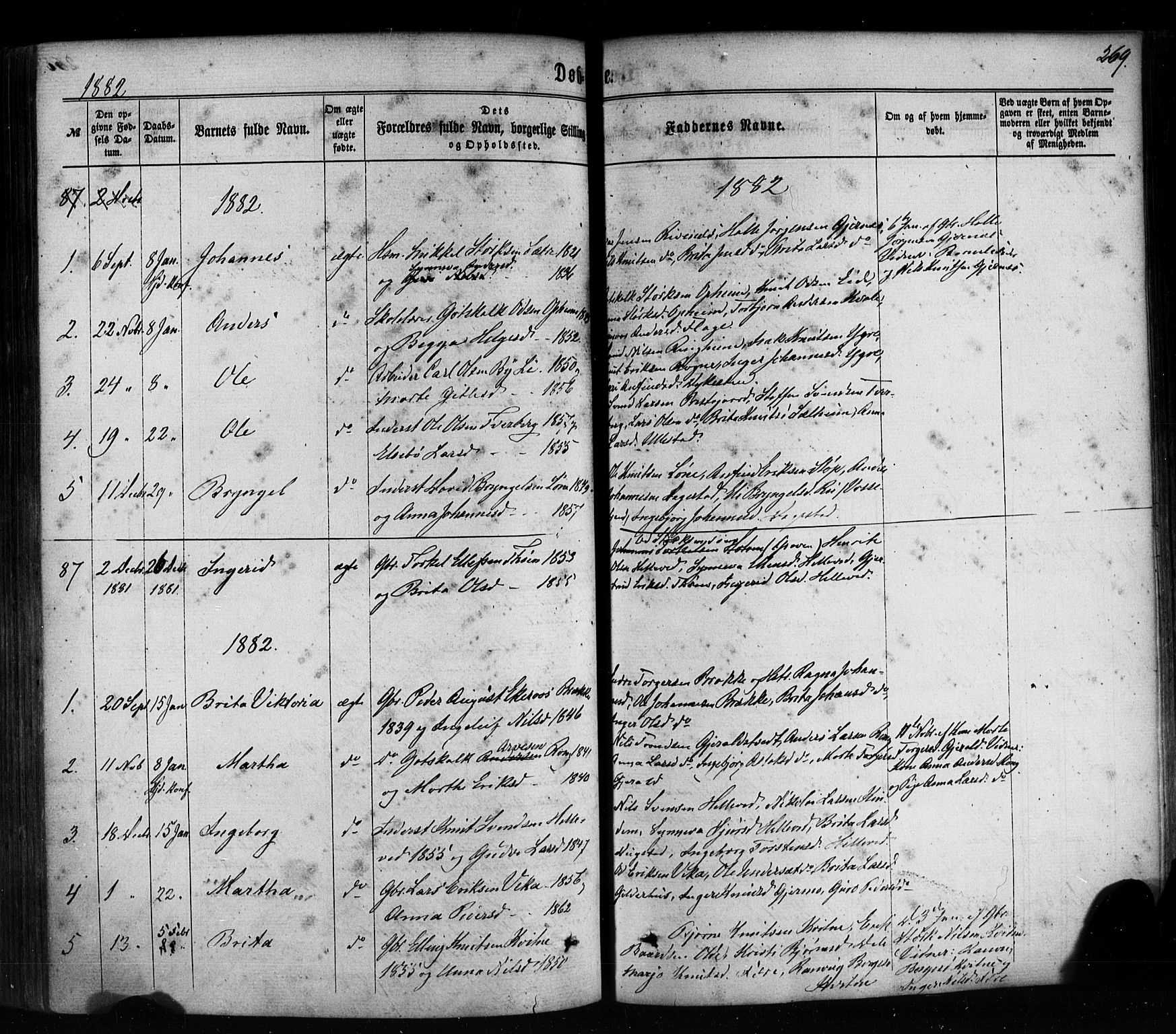 Voss sokneprestembete, SAB/A-79001/H/Haa: Parish register (official) no. A 17, 1863-1886, p. 269