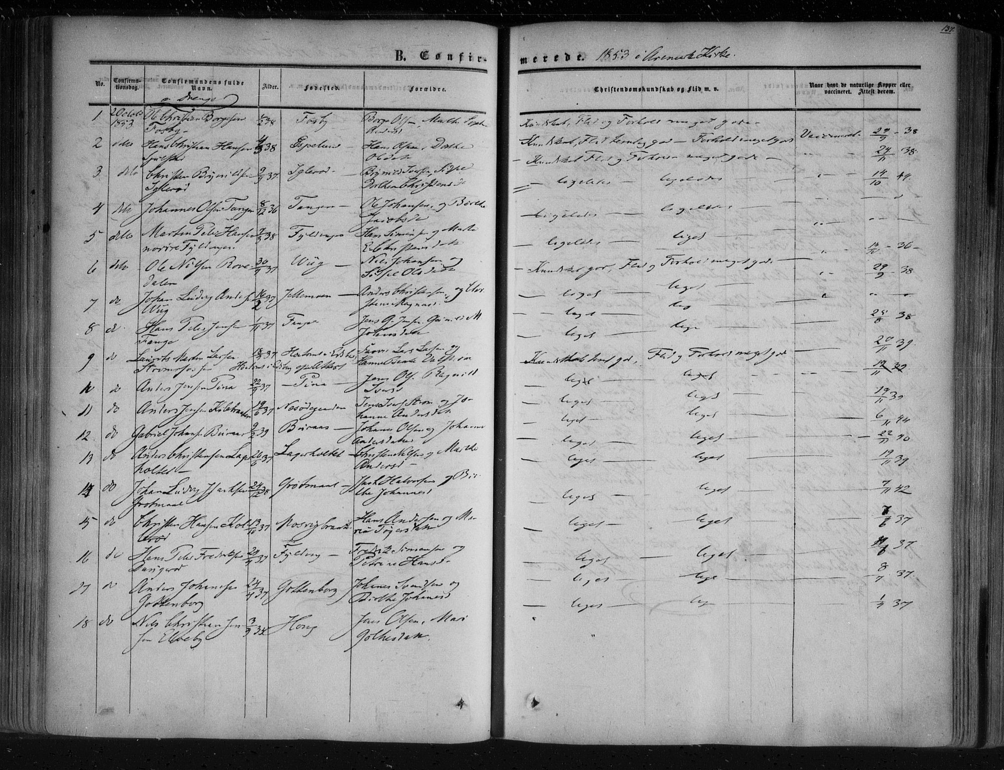 Aremark prestekontor Kirkebøker, SAO/A-10899/F/Fc/L0003: Parish register (official) no. III 3, 1850-1865, p. 137