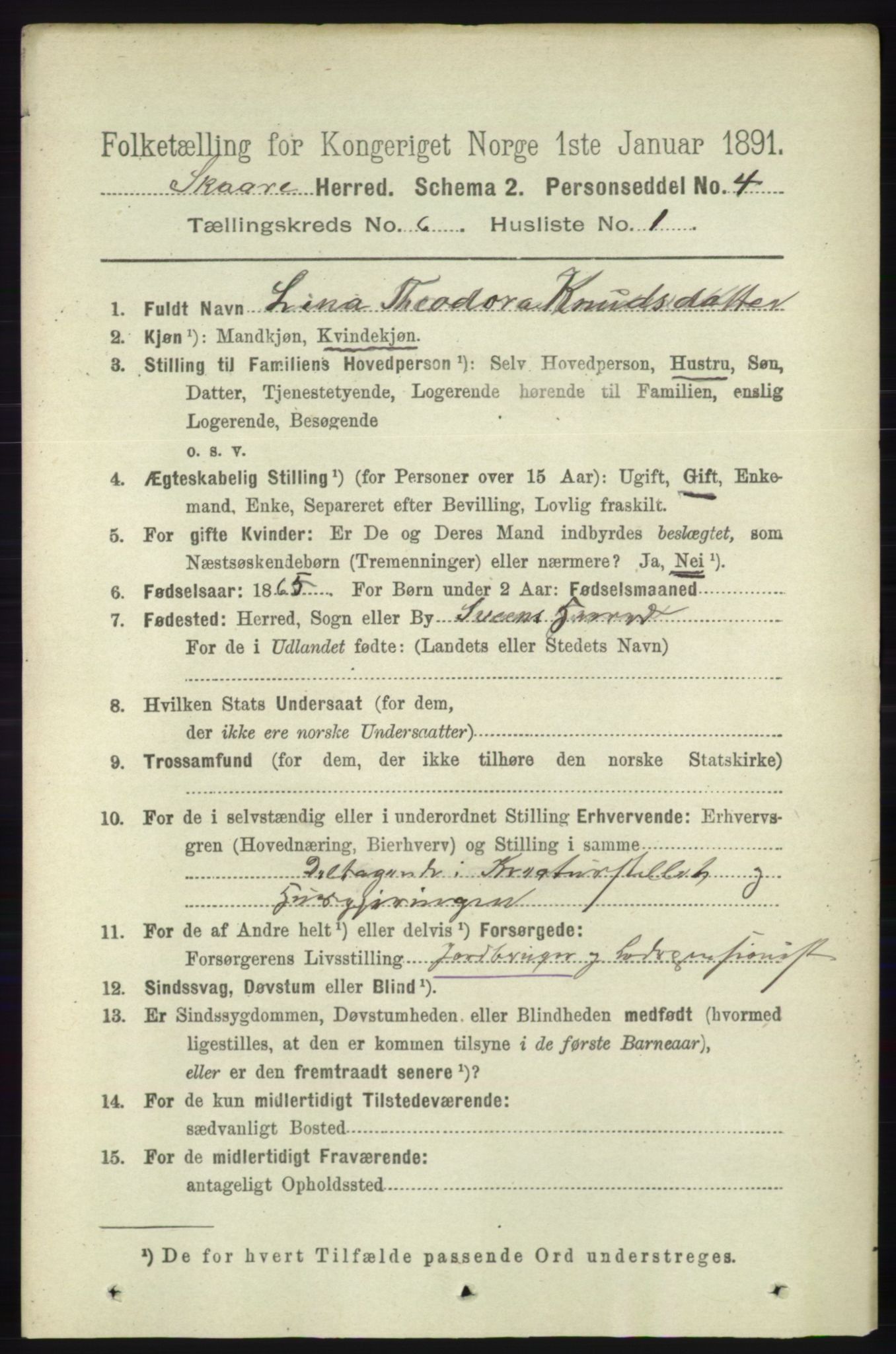 RA, 1891 census for 1153 Skåre, 1891, p. 2394