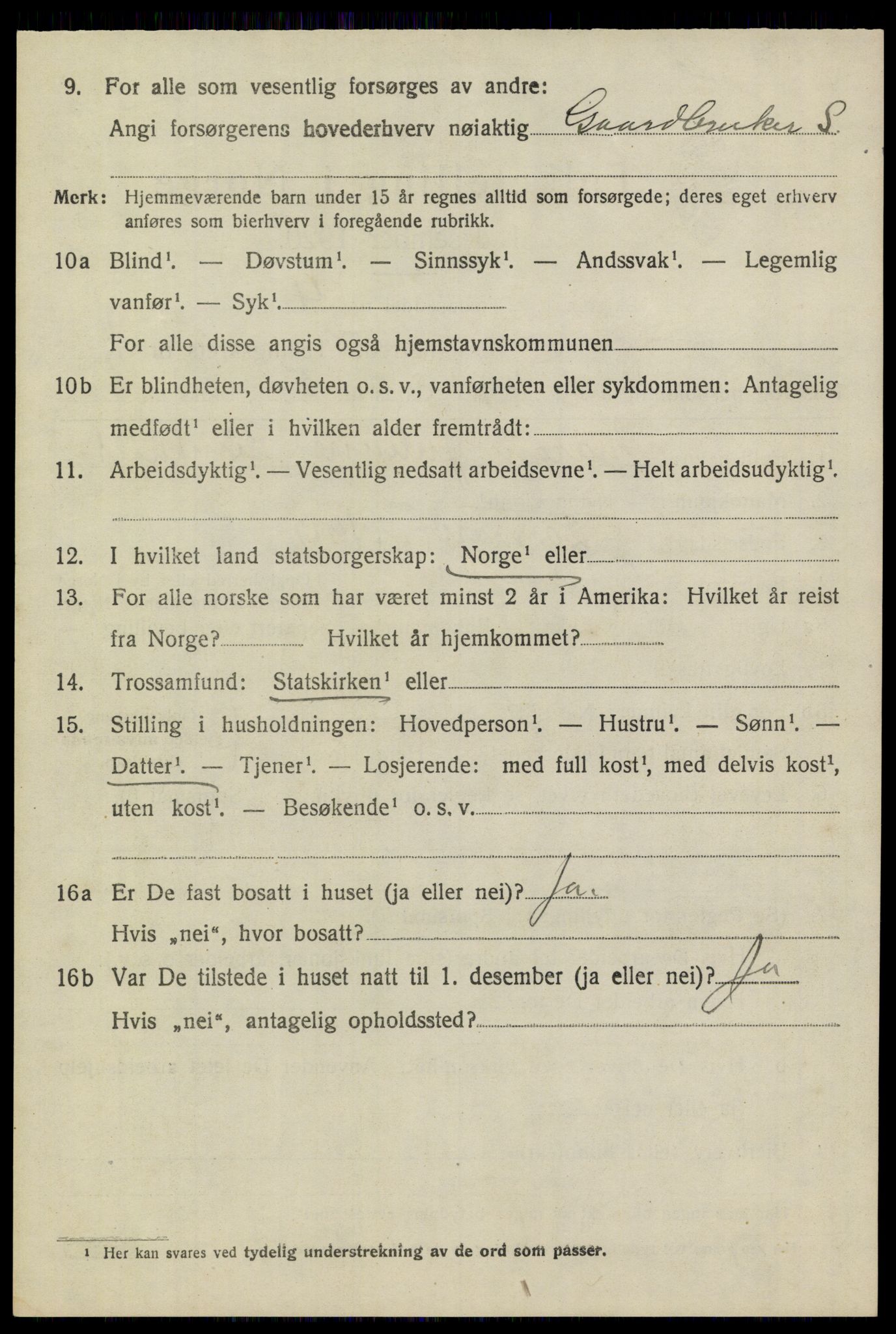 SAKO, 1920 census for Sannidal, 1920, p. 1622