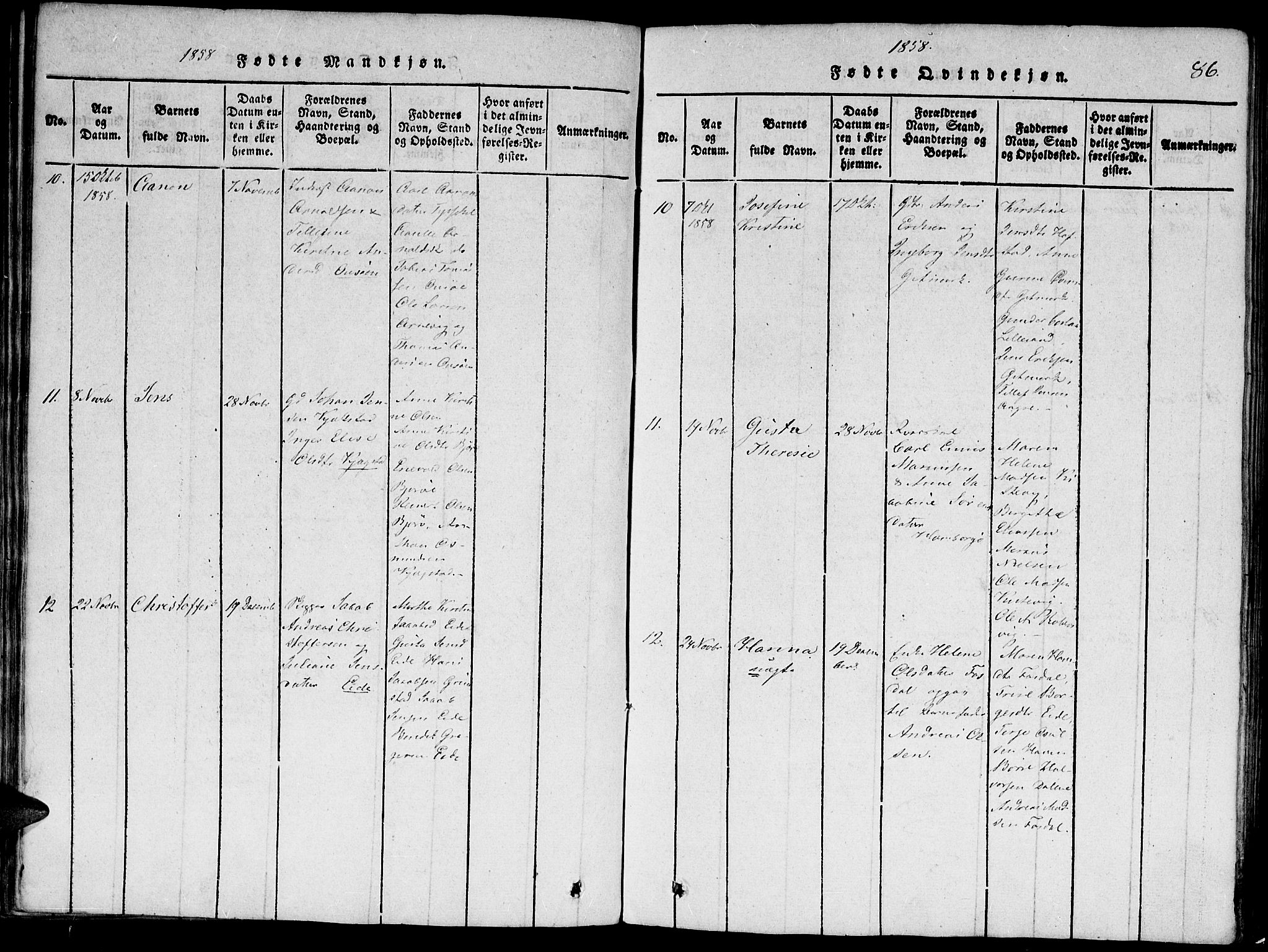 Hommedal sokneprestkontor, AV/SAK-1111-0023/F/Fa/Faa/L0001: Parish register (official) no. A 1, 1816-1860, p. 86