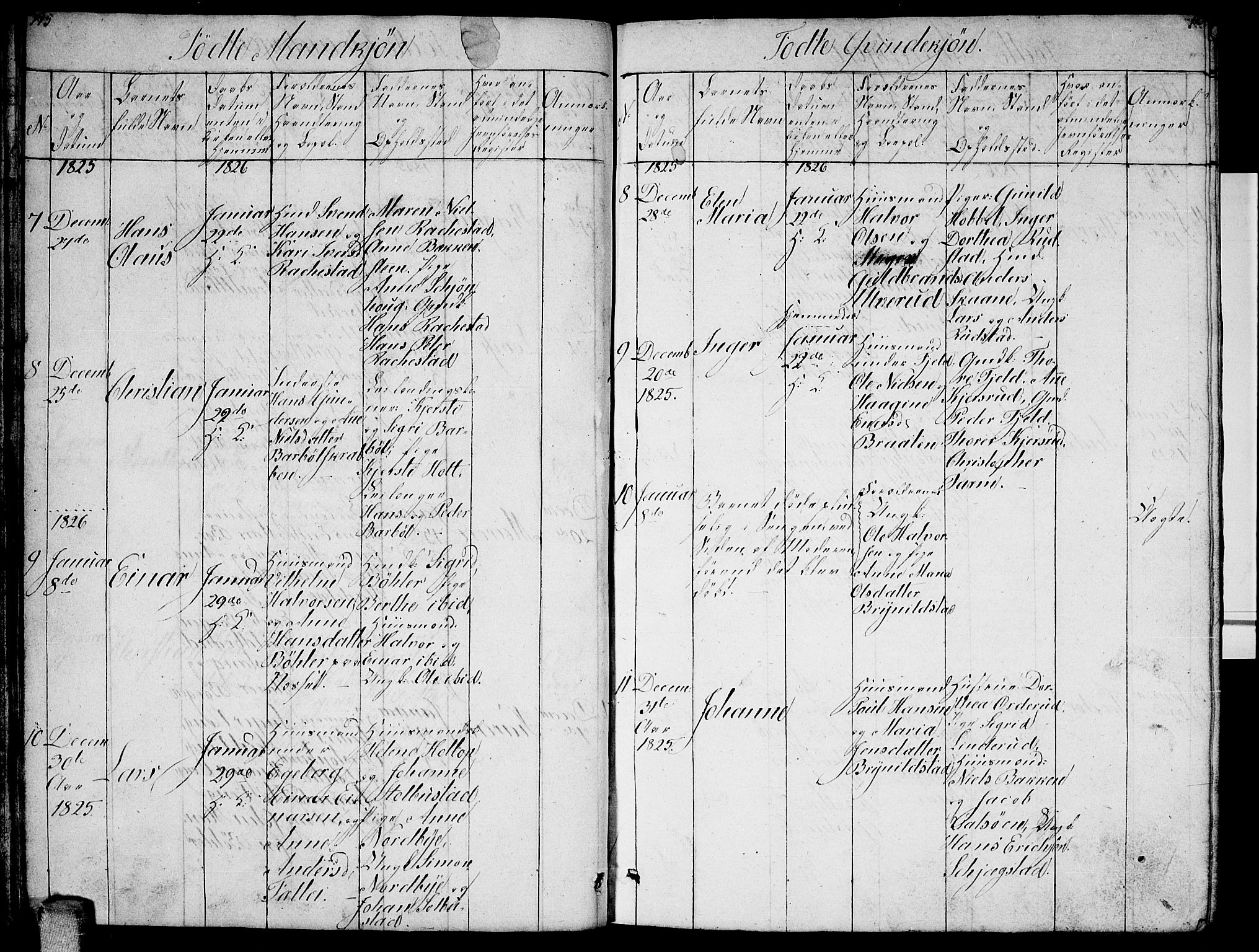 Enebakk prestekontor Kirkebøker, AV/SAO-A-10171c/G/Ga/L0002: Parish register (copy) no. I 2, 1822-1833, p. 115-116