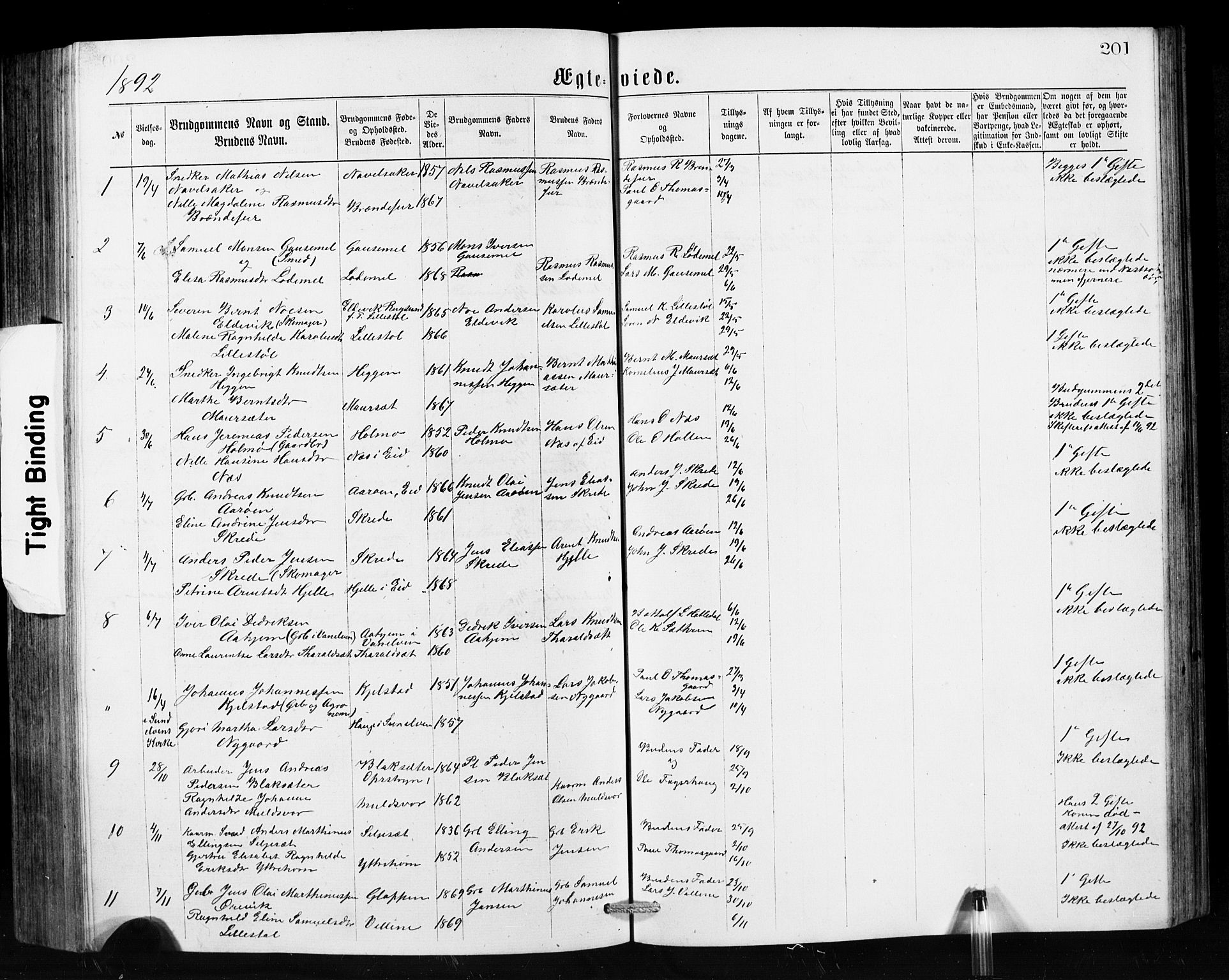 Hornindal sokneprestembete, SAB/A-82401/H/Hab: Parish register (copy) no. A 1, 1876-1894, p. 201