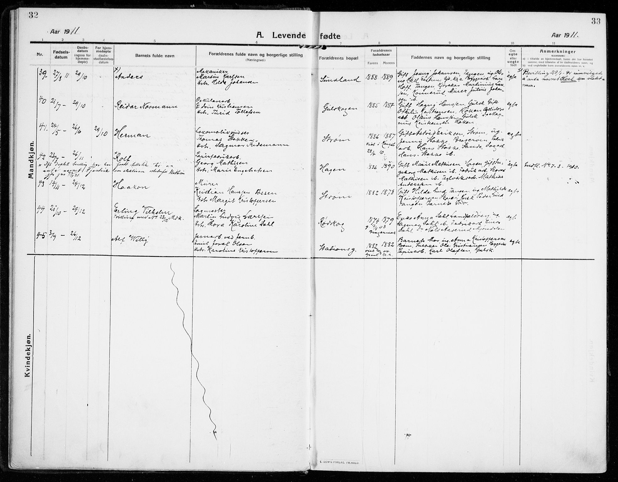 Strømsgodset kirkebøker, AV/SAKO-A-324/F/Fa/L0002: Parish register (official) no. 2, 1910-1920, p. 32-33