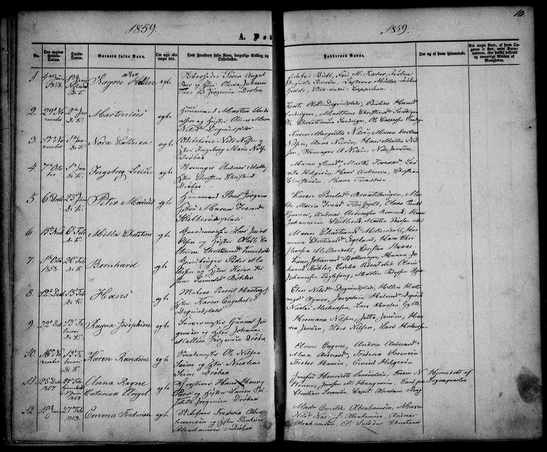 Drøbak prestekontor Kirkebøker, AV/SAO-A-10142a/F/Fa/L0002: Parish register (official) no. I 2, 1858-1870, p. 10